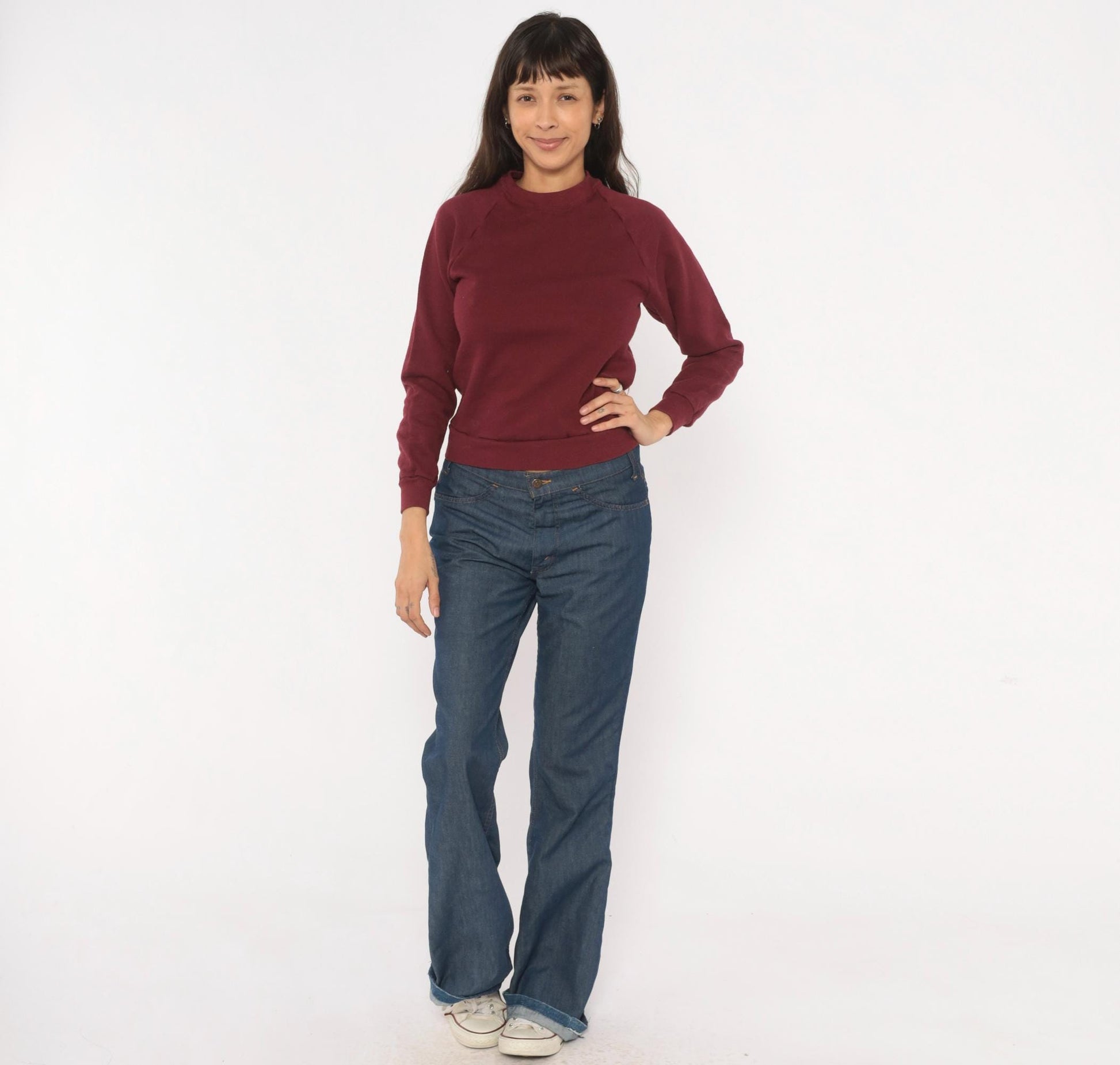 90s Jerzees Burgundy Raglan Sweatshirt Crewneck Solid Wine Pullover Extra Small XS