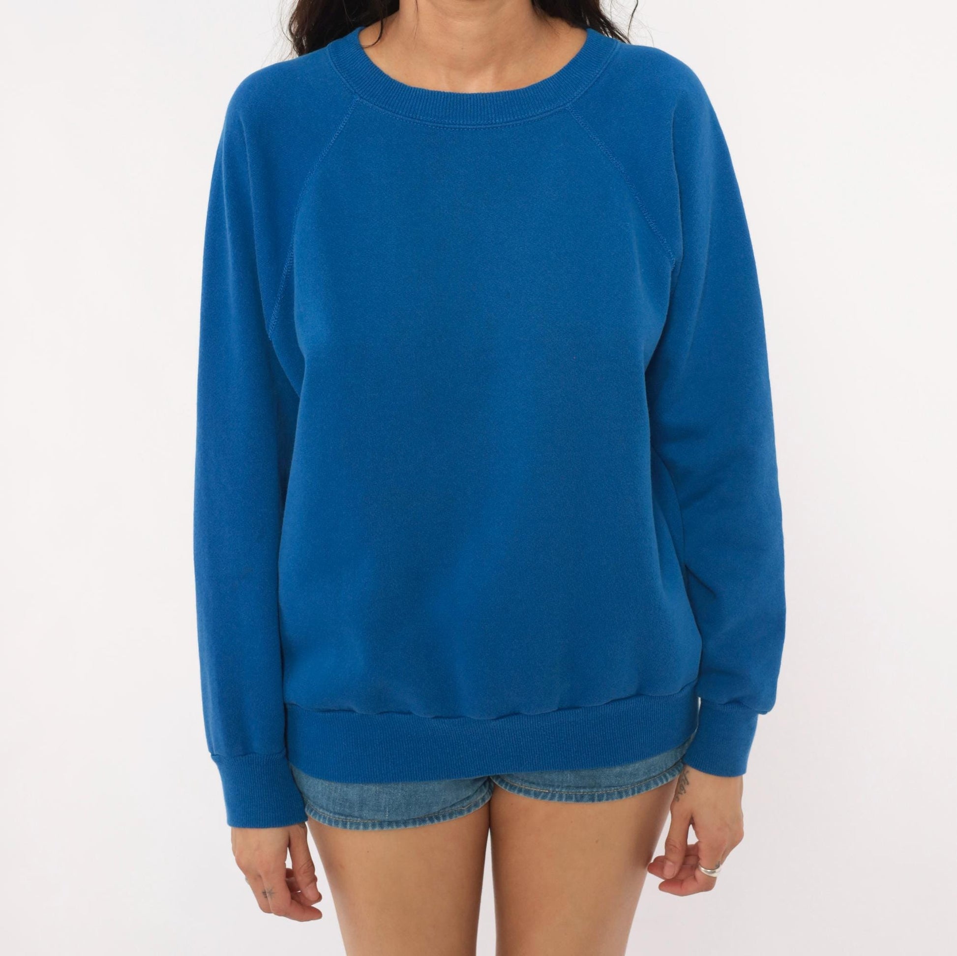 80s Pannill Cobalt Raglan Sweatshirt Crewneck Pullover Blue Large L