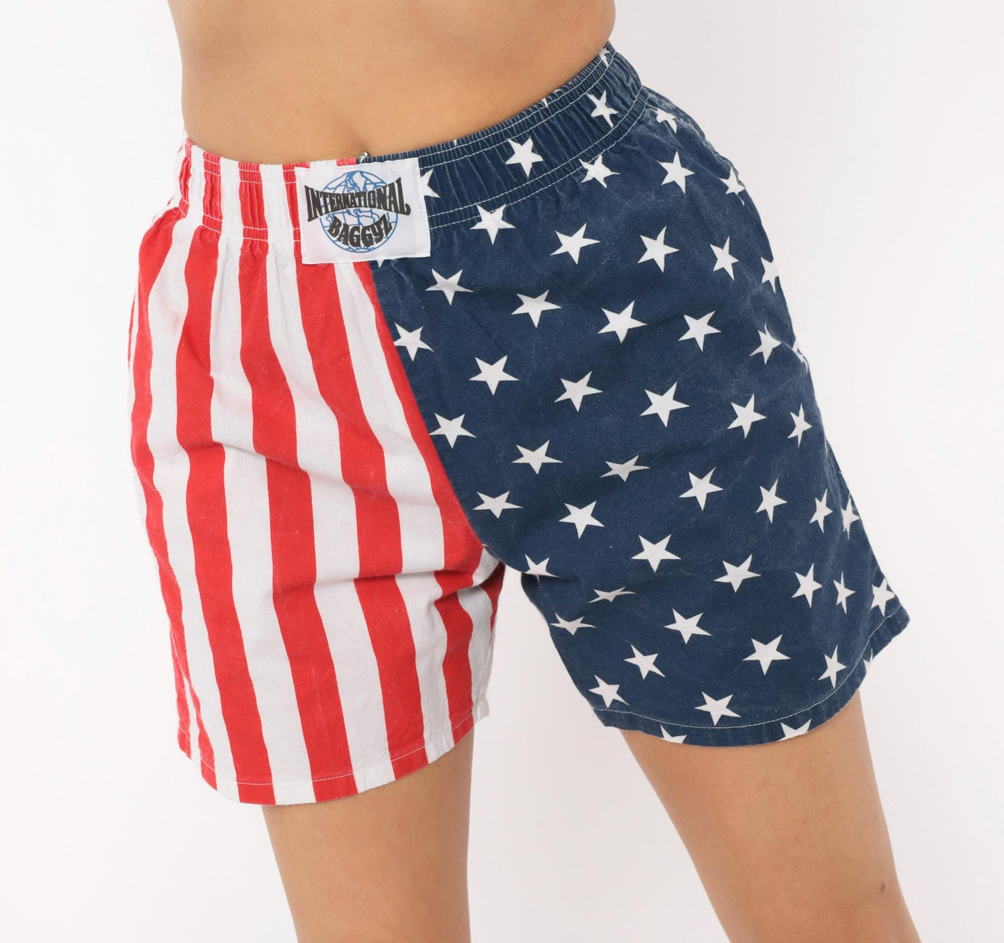 90s International Baggyz American Flag Shorts Stars Stripes Navy Small