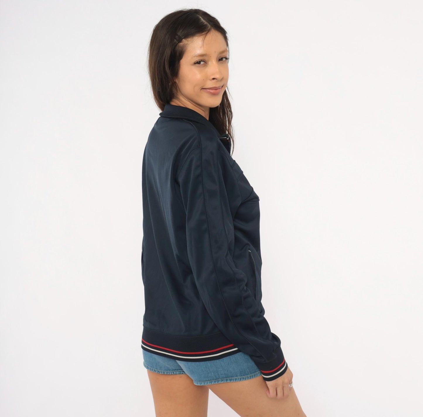 Ben Sherman Navy Track Jacket Y2K Striped Zip Windbreaker Small
