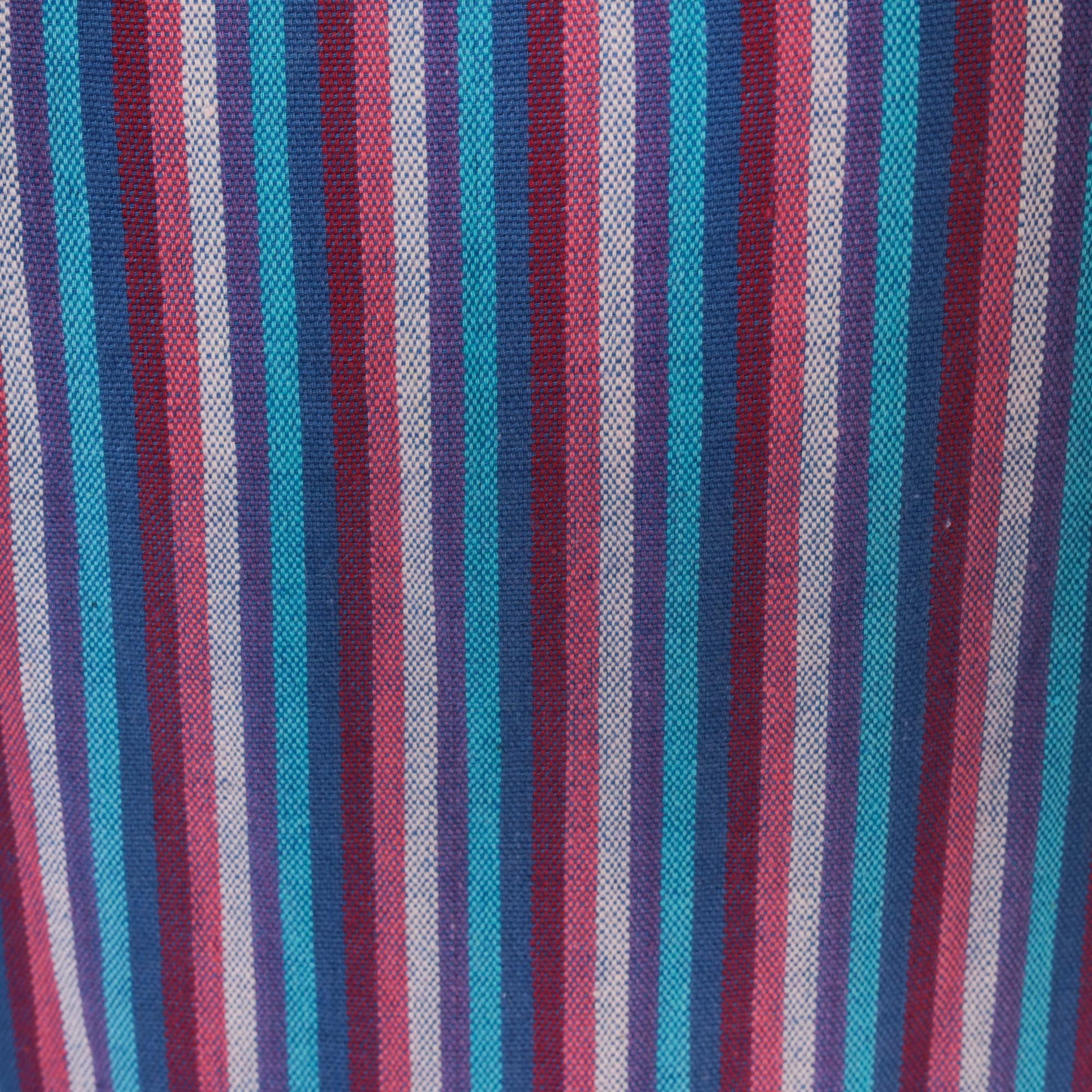 90s Quetzal Striped Cotton Midi Sundress Purple Cobalt Scoop Neck Small