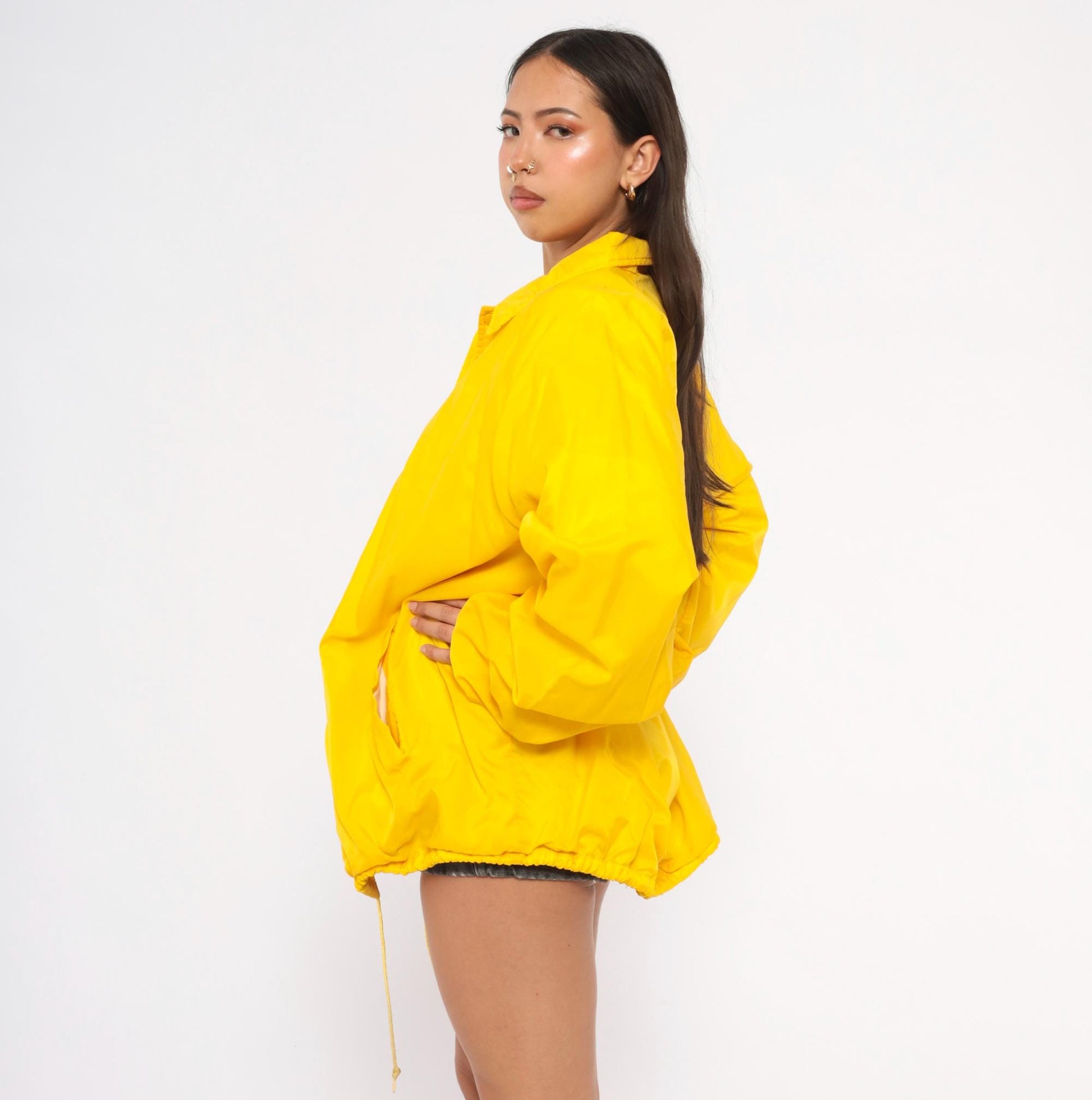 80s Rio Rico Fire Department Coach Jacket Yellow Nylon Windbreaker Extra Large XL