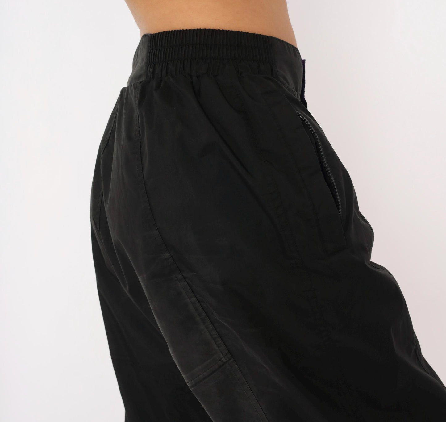 2000s Gore-Tex Black Nylon Shell Pants Cargo Pocket Snap Waist Large L