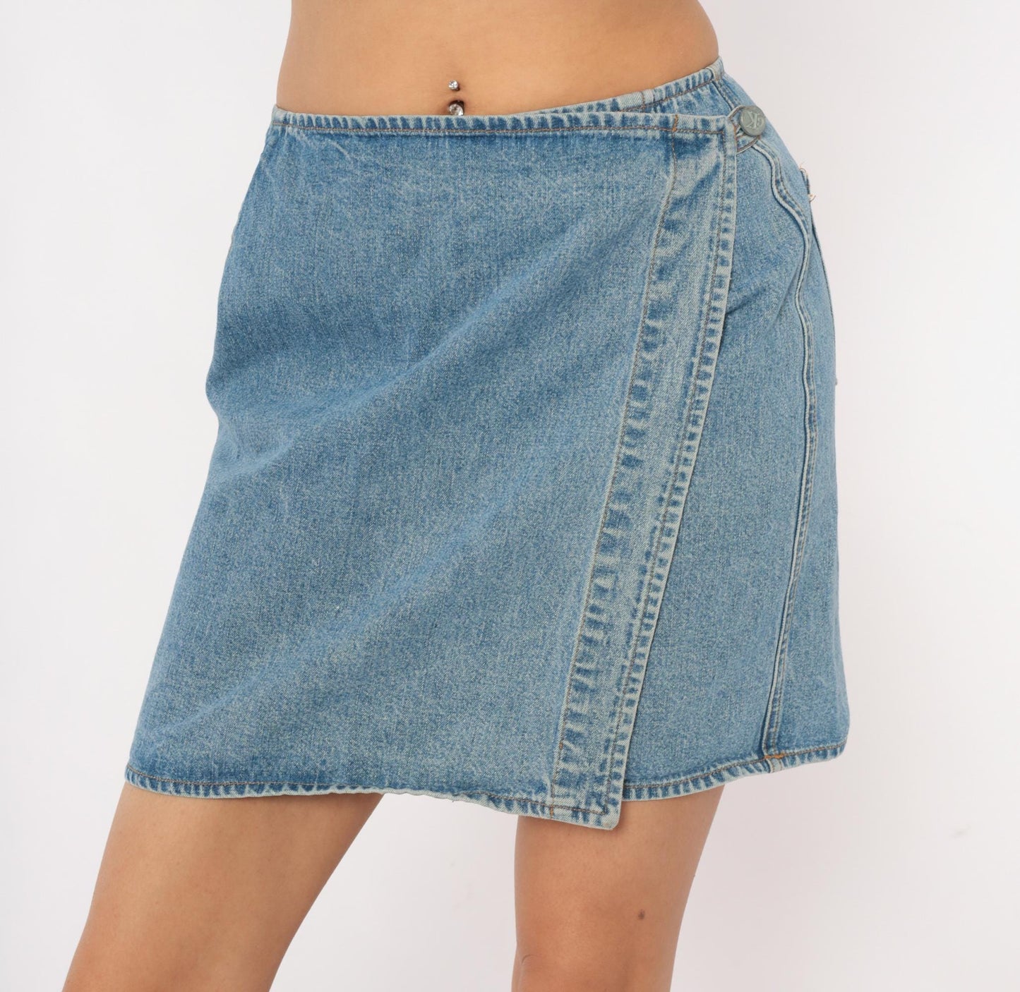 90s Calvin Klein Denim Mini Skirt Light Wash Blue A-Line Small S