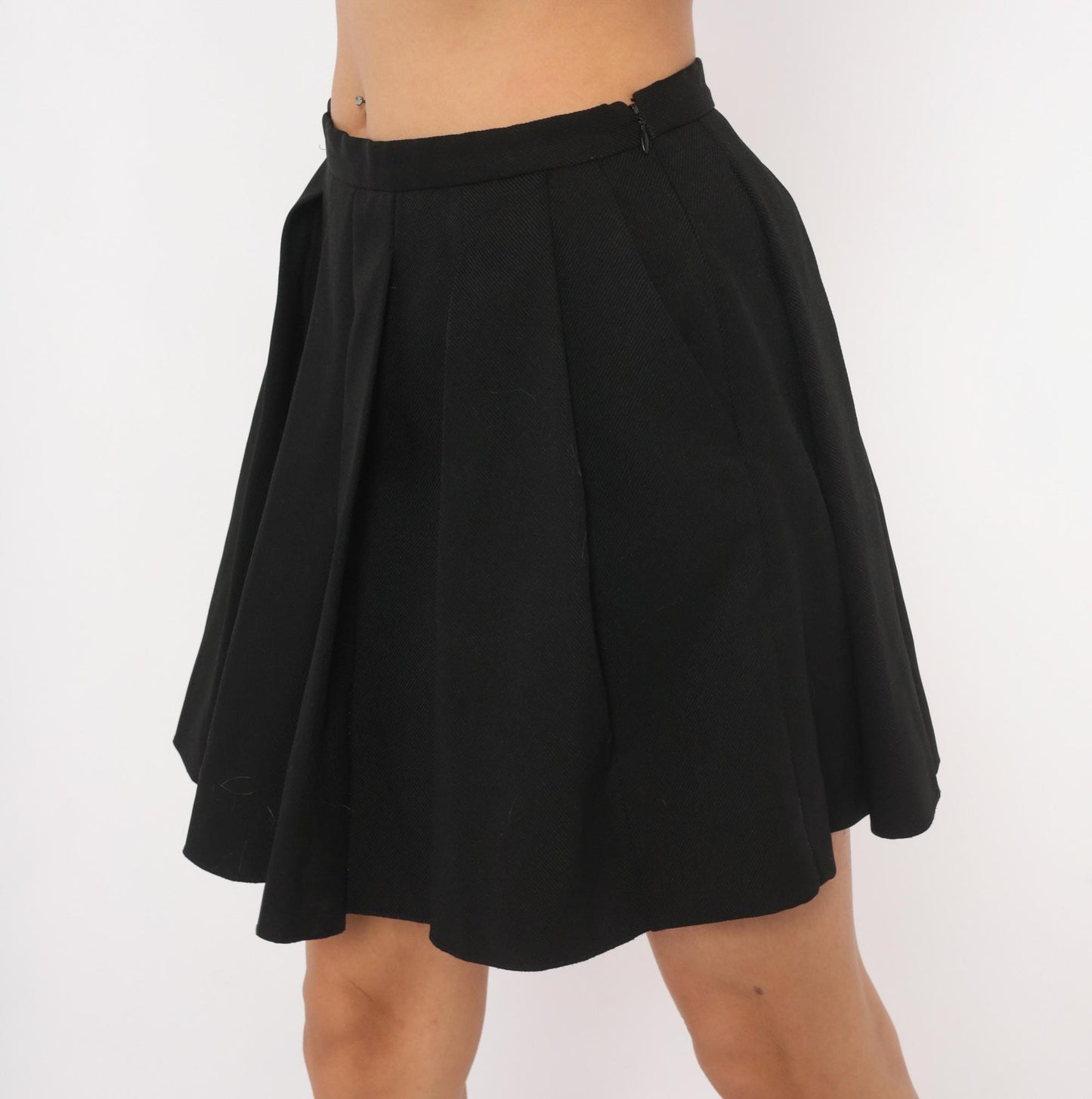 J. Crew 2000s Black Box Pleat Mini Skirt Flared A-Line Preppy Extra Small XS