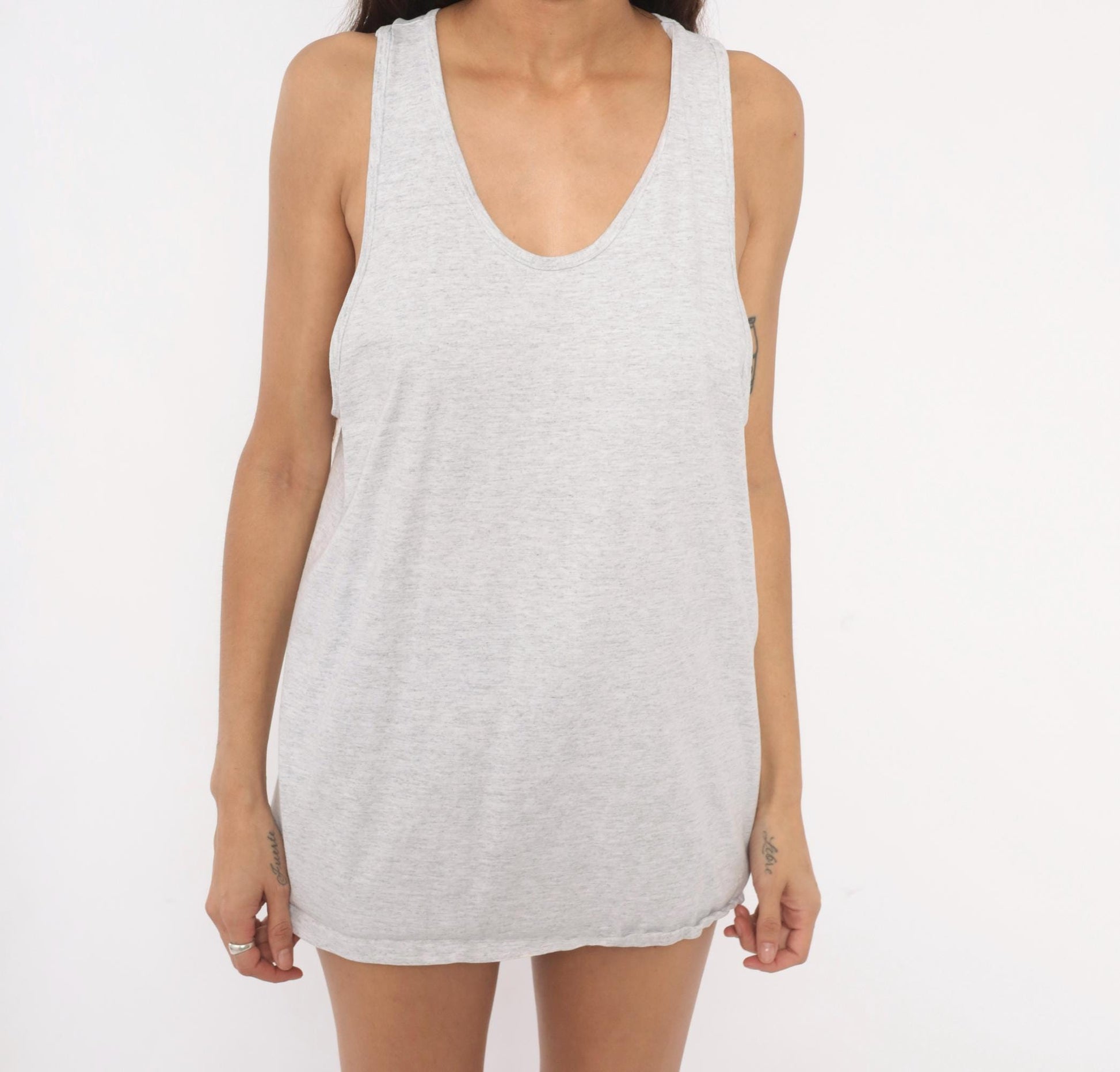 90s Dodger Grey Tank Top Heather Ash Cotton Sleeveless Tee Large L