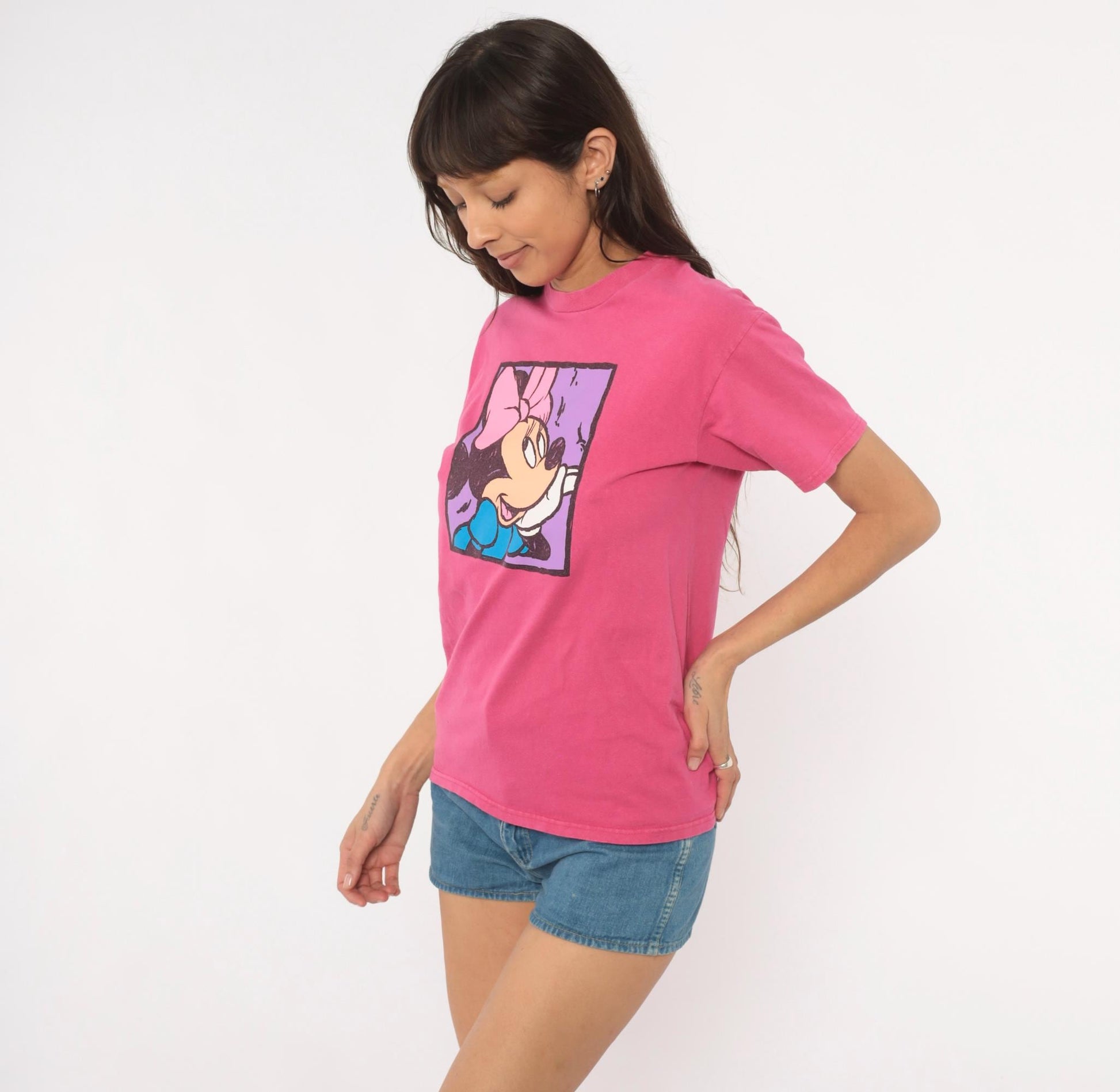 90s Minnie Mouse Disney Store Graphic Tee Pink Cotton Extra Small XS