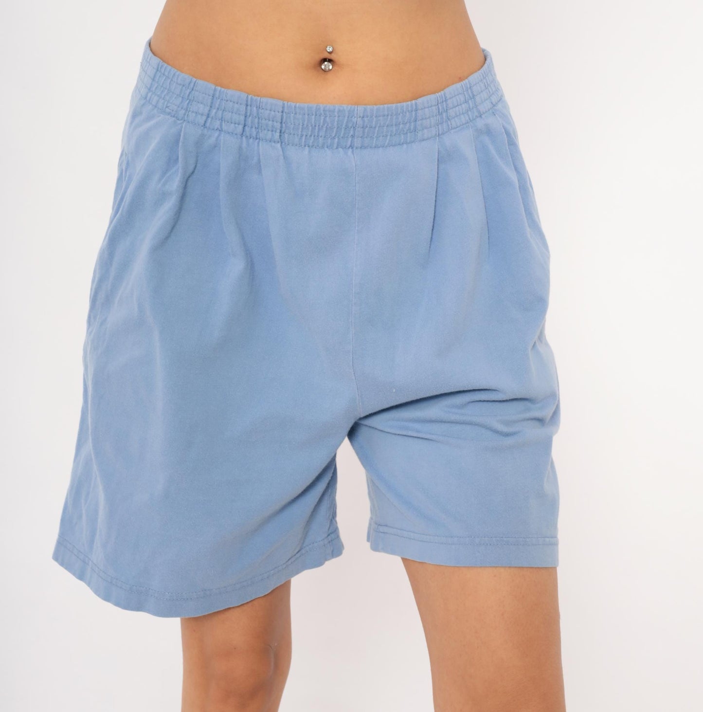 80s Lauren Brooke Pleated Bermuda Shorts Sky Blue Cotton Medium M