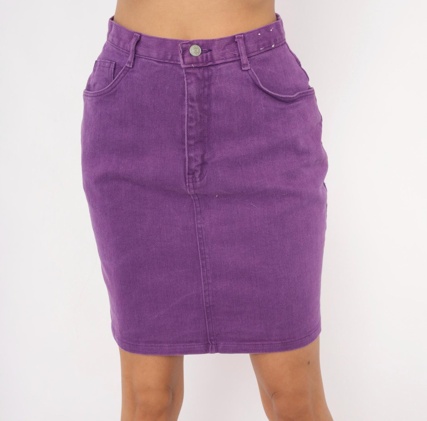 90s Jordache Purple Denim Knee Skirt High Waist Pencil Jean Small S
