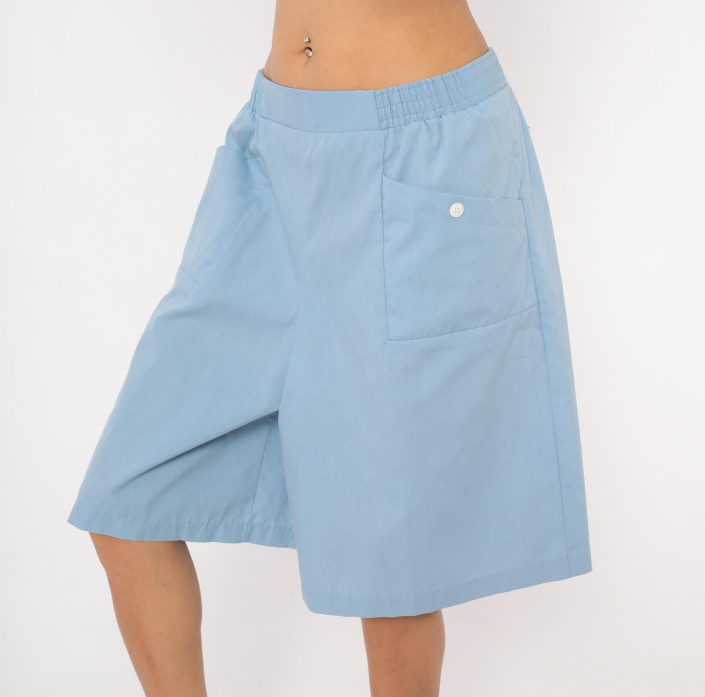 80s Haband Sky Blue Culottes Wide Leg Shorts Palazzo Pants Extra Large XL
