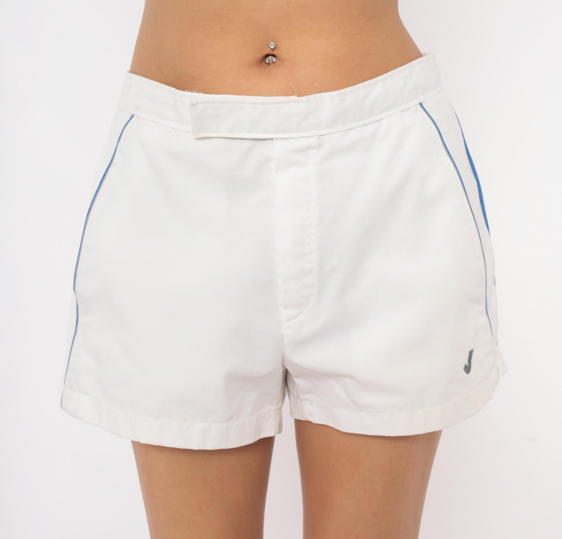 80s Jantzen Tennis Shorts White Cobalt Piping Athletic Medium