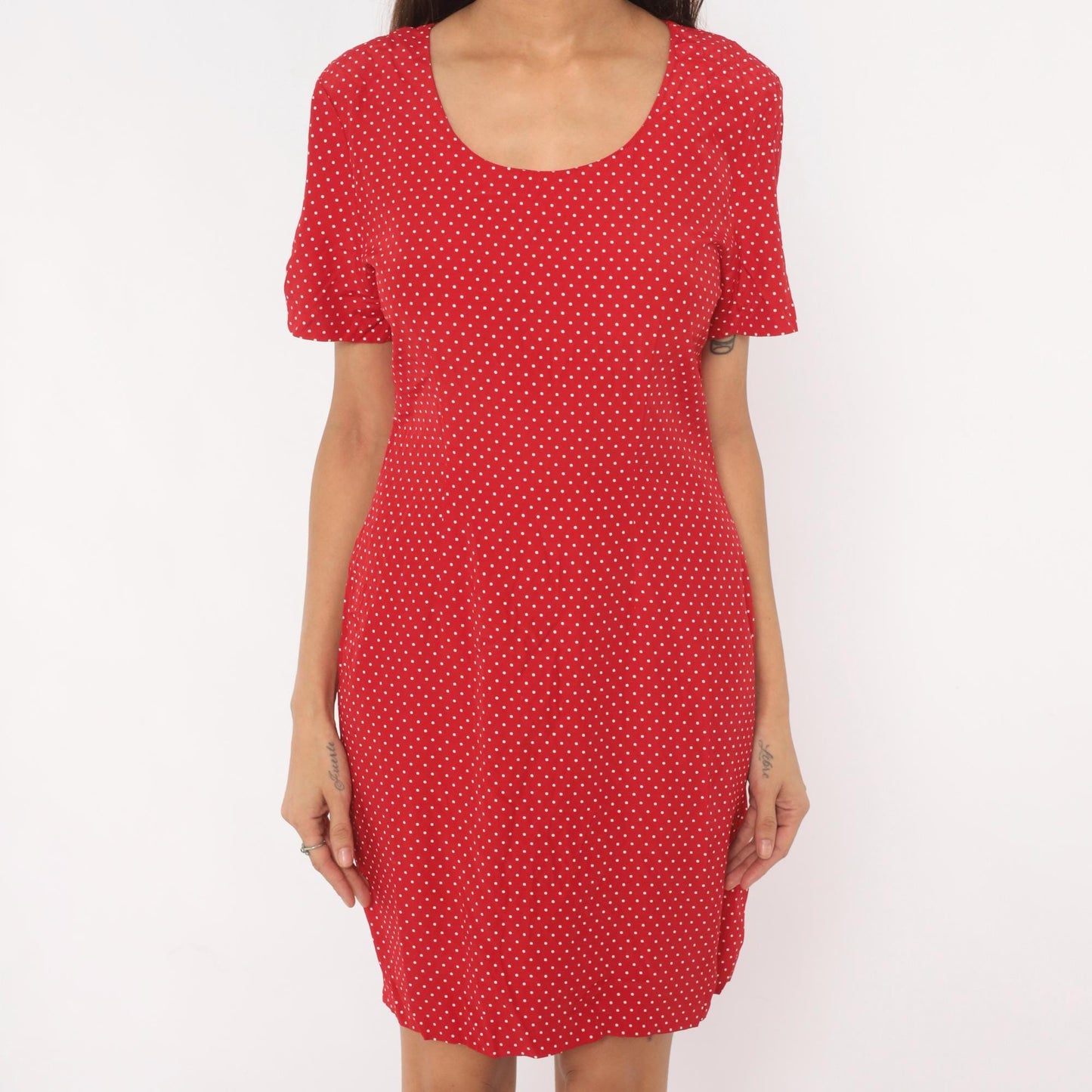 90s My Michelle Red White Polka Dot Mini Dress Short Sleeve Medium M