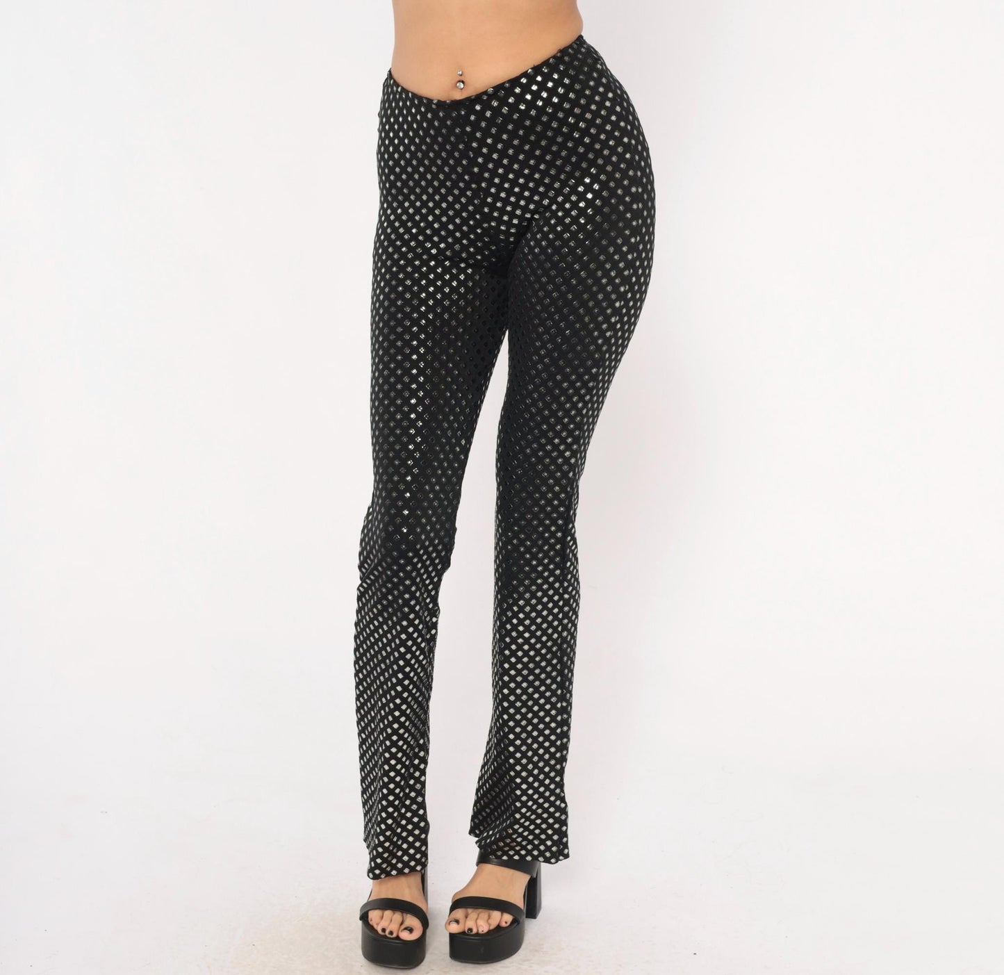 90s Je Taime Black Sequin Straight Leg Pants Low Rise Small