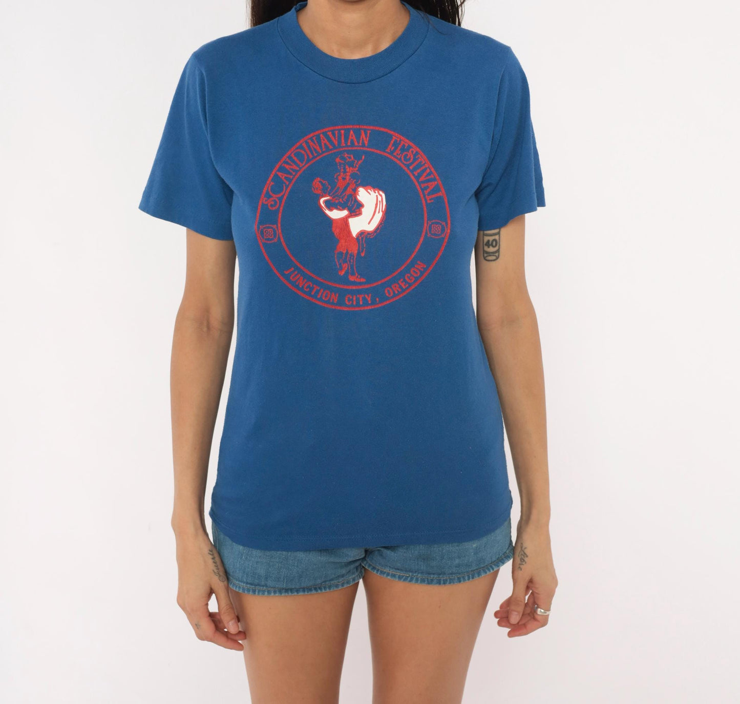 80s Scandinavian Festival Junction City Oregon Graphic Tee Blue Small