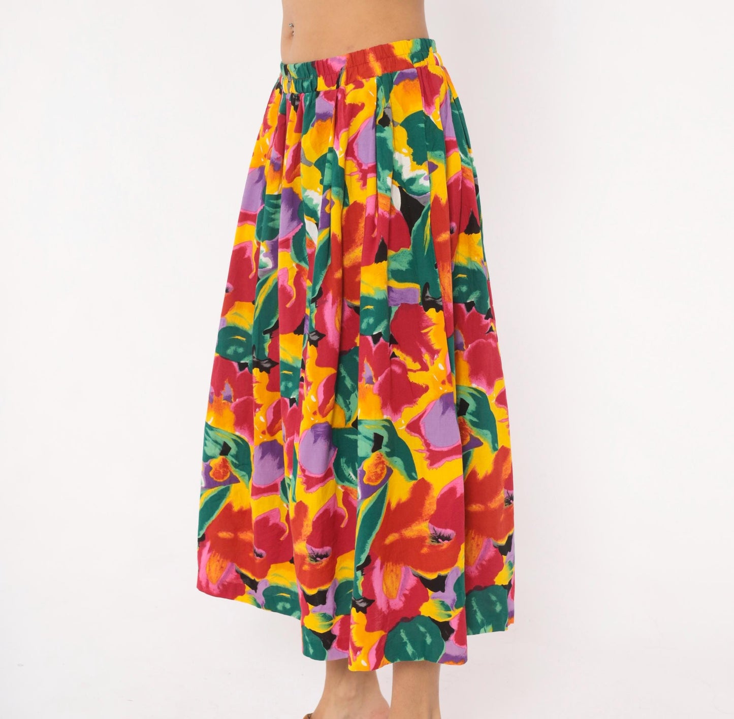 90s Success Dress Watercolor Floral Midi Skirt Multicolor Black Medium