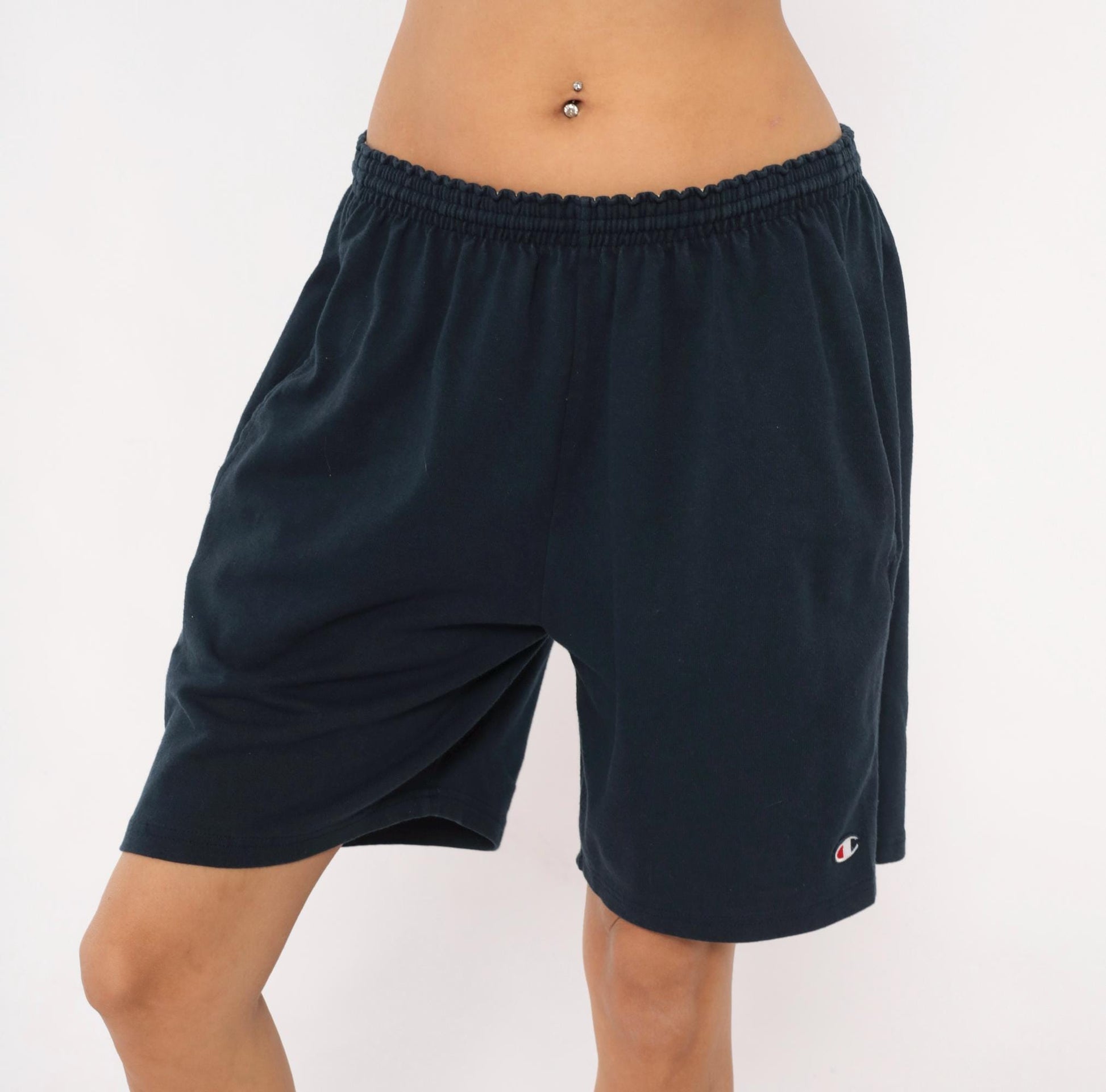 90s Champion Navy Athletic Shorts Elastic Waist Mens Small