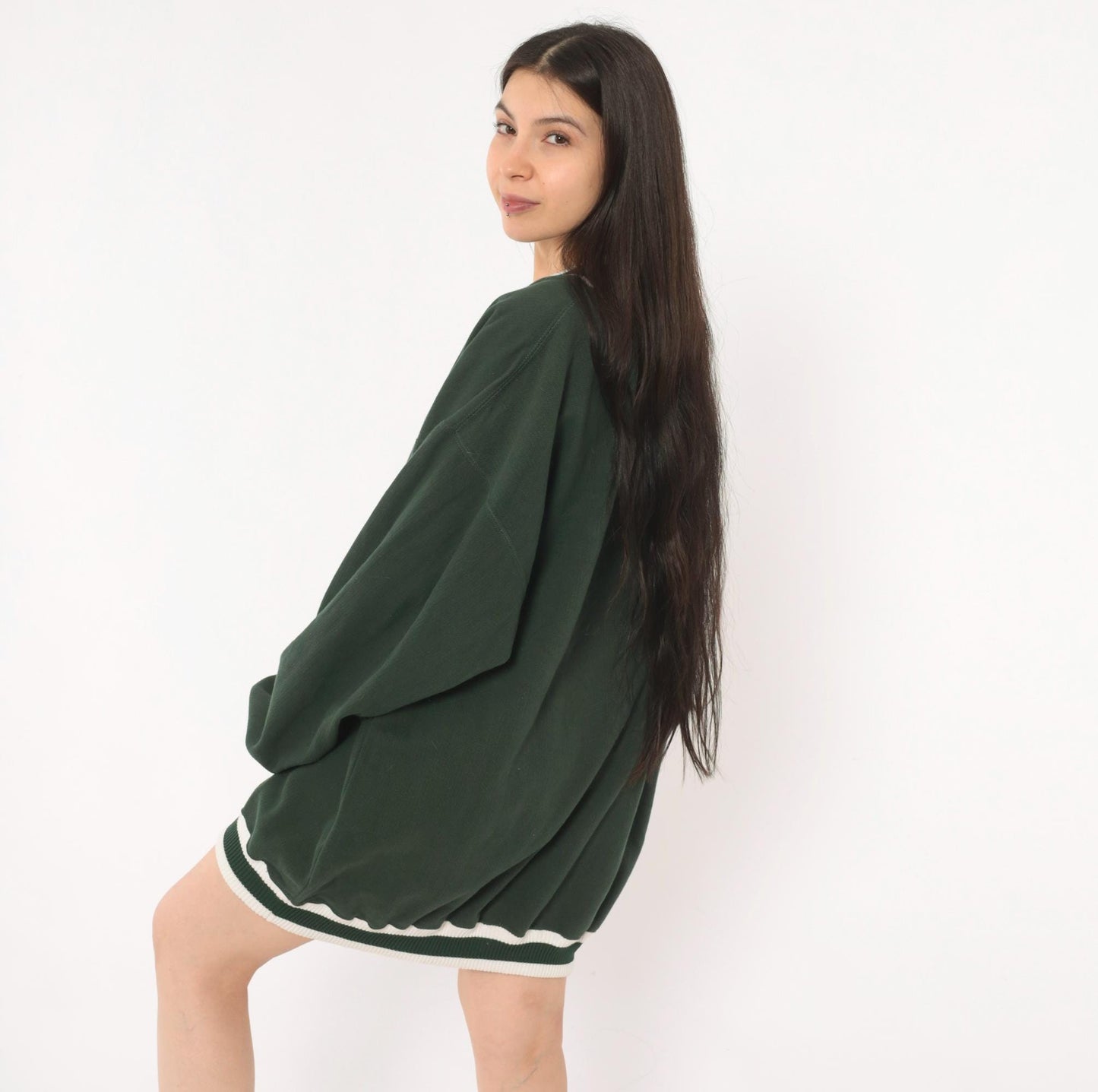 90s Pluma Forest Green V-Neck Sweater Striped Collegiate Tennis Extra Large XL