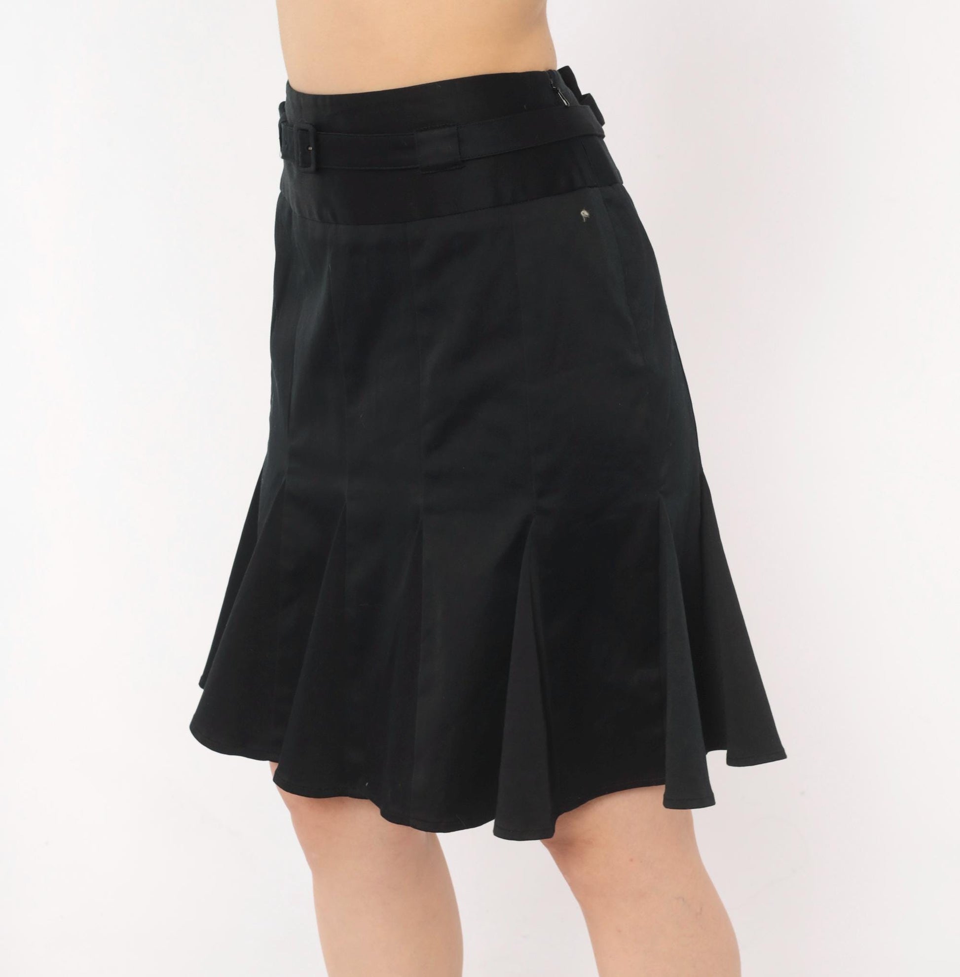 Y2K Pendleton Black Cotton Tulip Skirt Drop Waist Flounce Medium M
