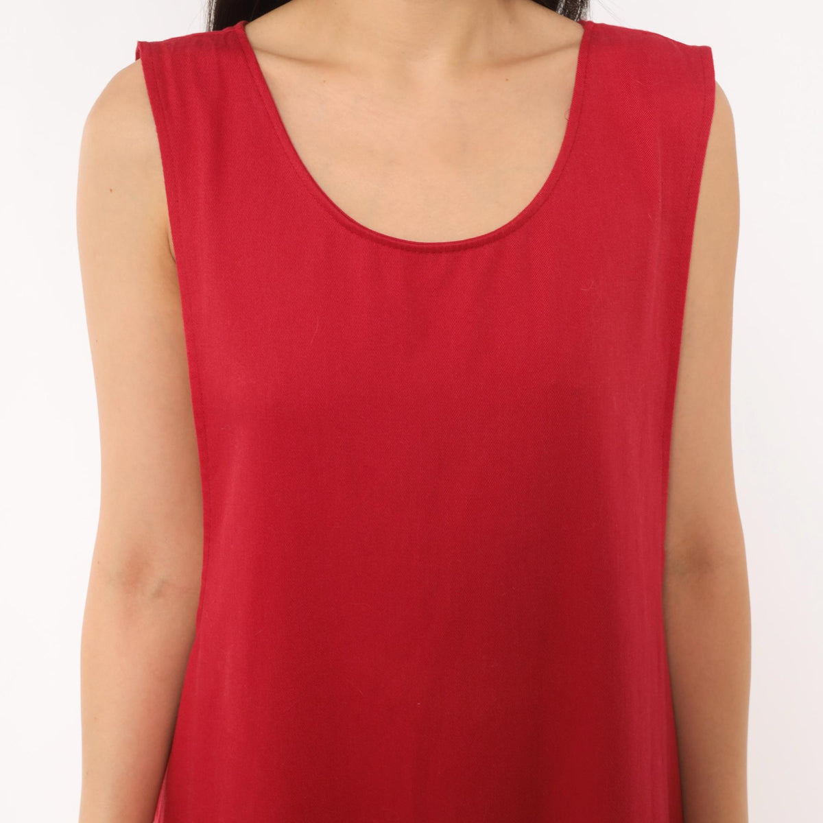 90s Carmel Crimson Red Maxi Dress Drop Waist Sleeveless Scoop Neck Large L