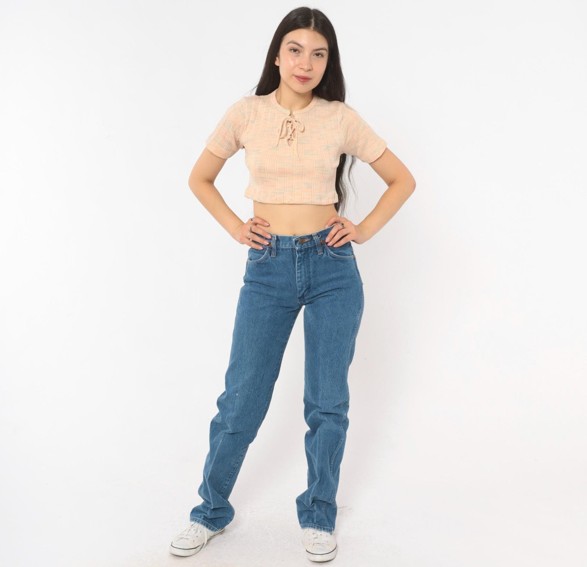 90s Wrangler High Waisted Straight Leg Jeans Medium Wash Blue Denim Extra Small XS