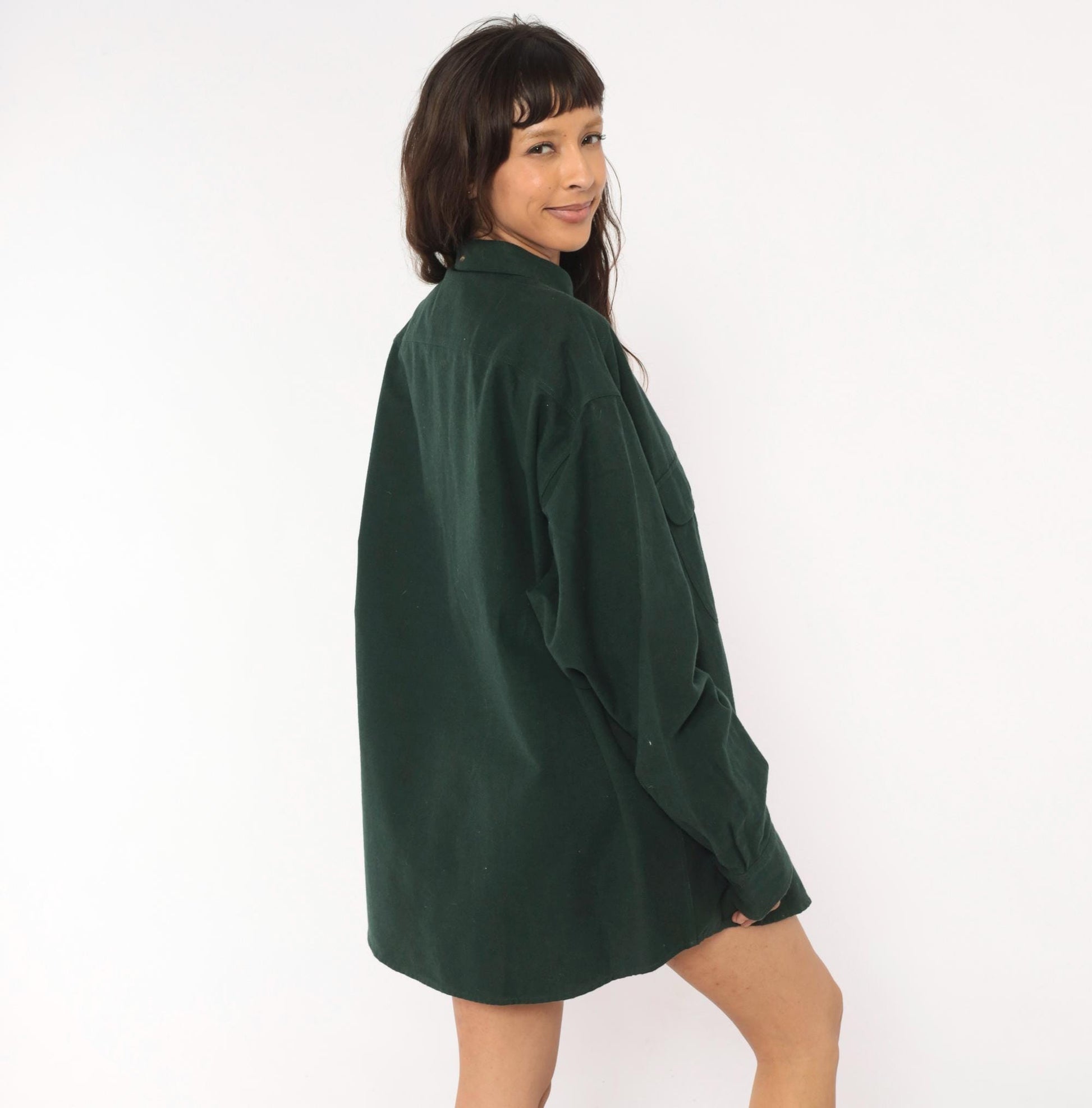 Y2K Cabelas Forest Green Chamois Cotton Button Down Shirt Extra Large XL