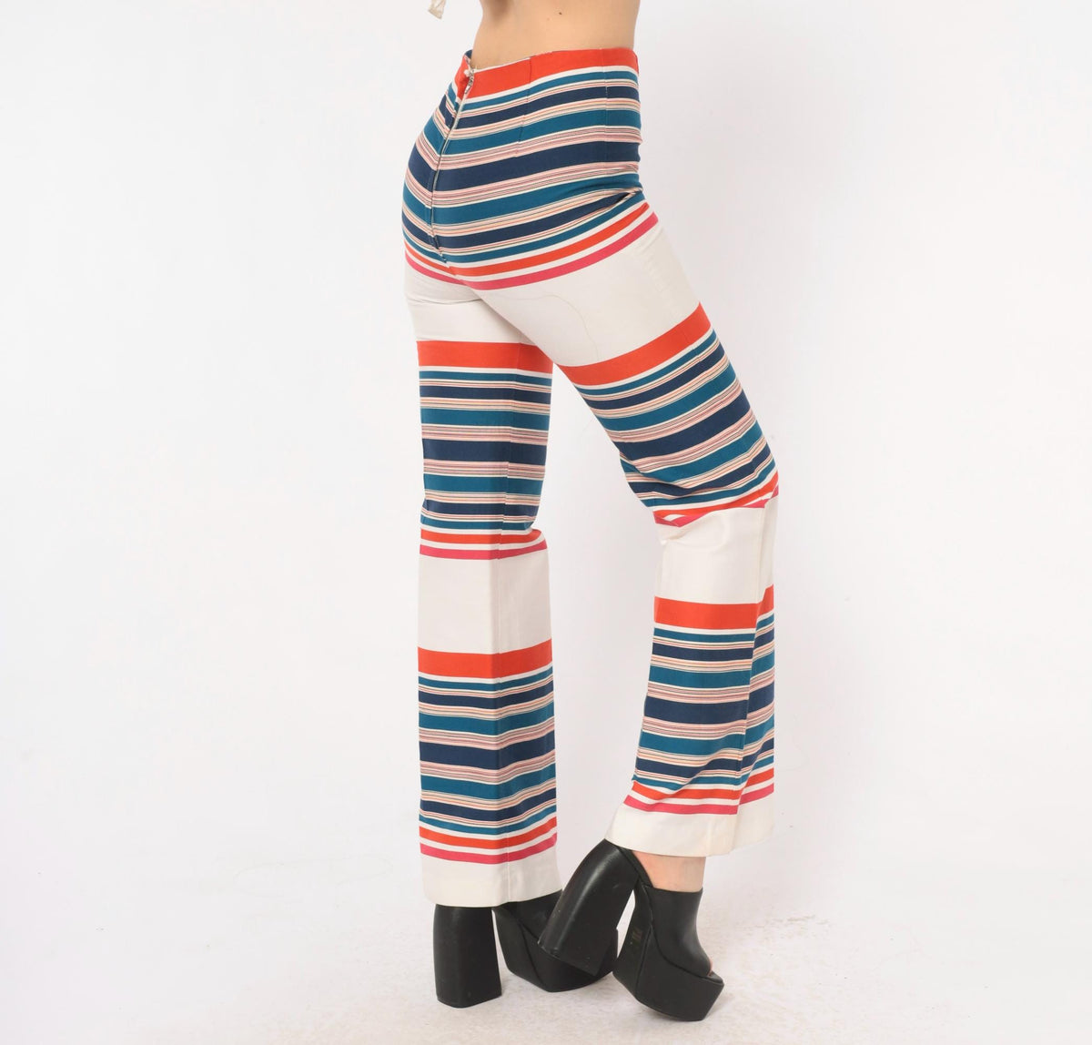 70s A.Stopper Sport Striped Flare Pants High Waist Bell Bottom Small S