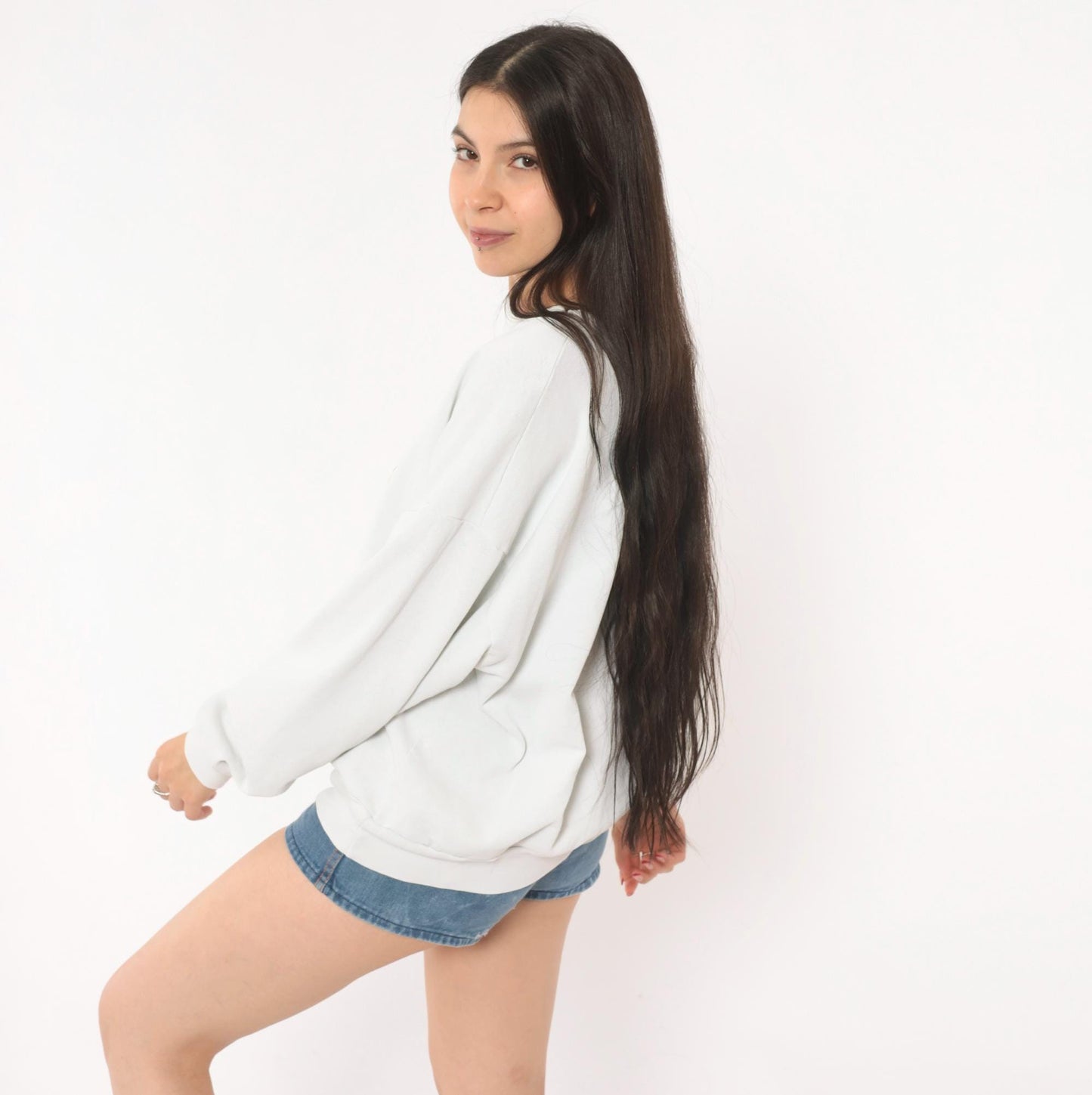 90s Florida Dolphin Graphic Sweatshirt White Crewneck Cotton Pullover Large L