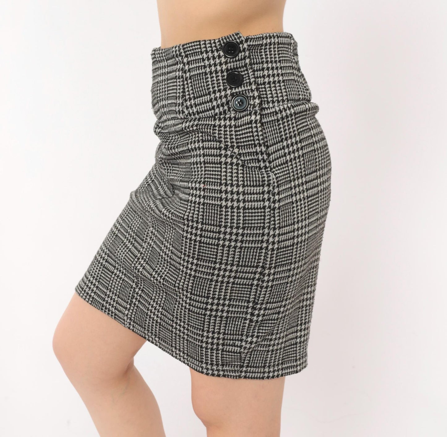 Y2K Zoey & Beth Houndstooth Glen Plaid Mini Skirt Black White Small S