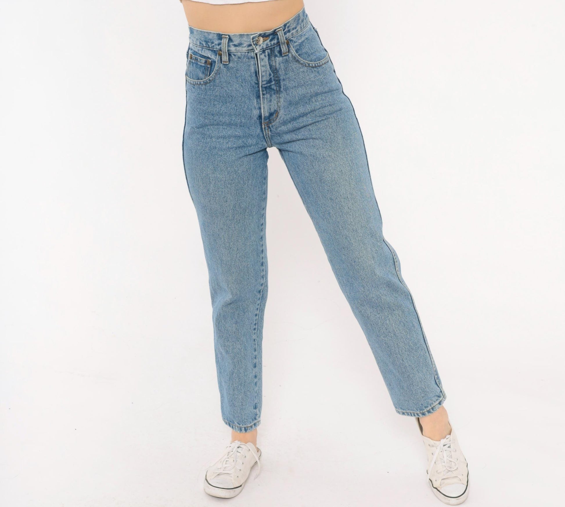 90s Guess Mom Jeans High Waisted Tapered Light Wash Denim XXS