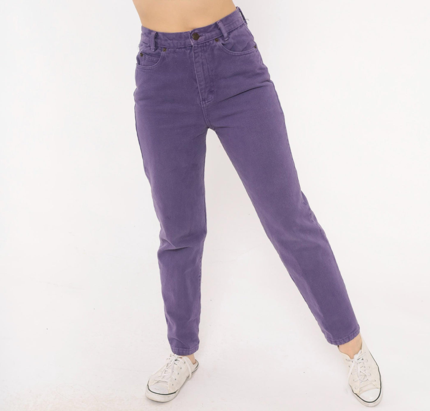 90s Merona Purple High-Waisted Mom Jeans Tapered Denim 26 Waist
