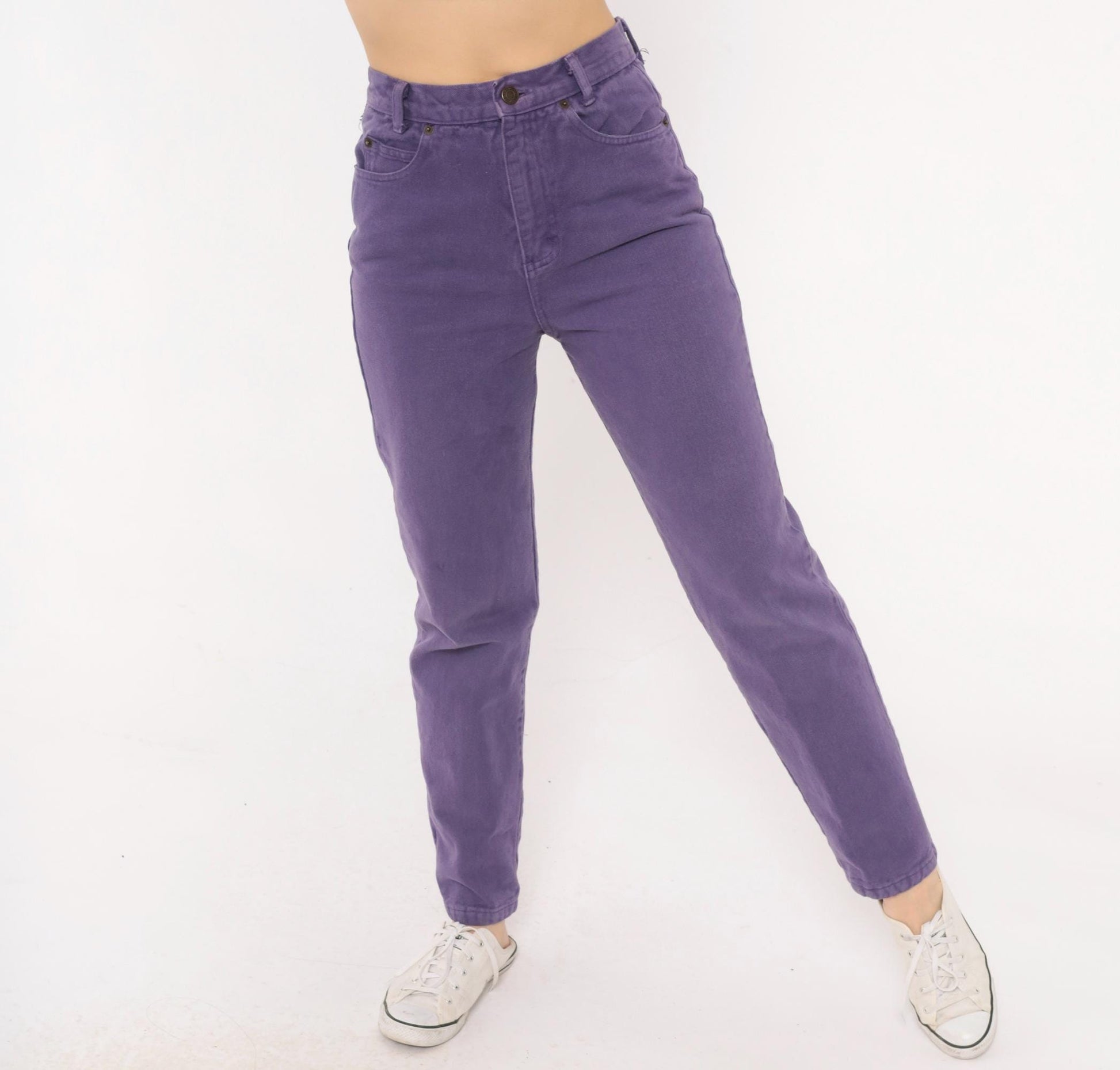 90s Merona Purple High-Waisted Mom Jeans Tapered Denim 26 Waist