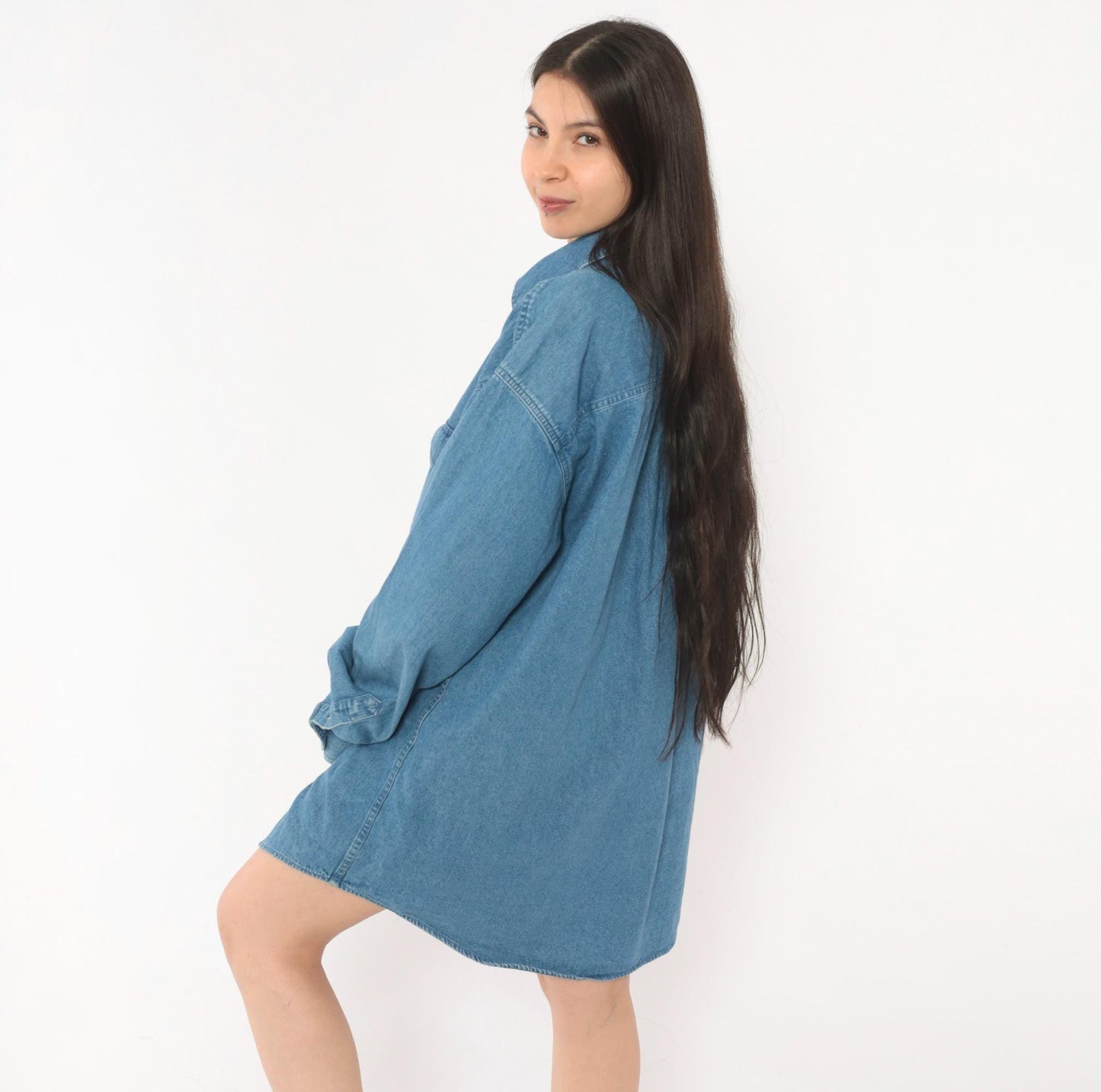 2000s Croft & Barrow Denim Button-Down Shirt Blue Chambray Large Tall