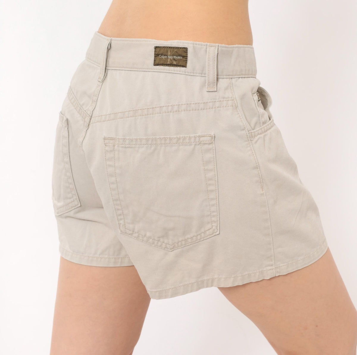 90s Calvin Klein High-Waisted Khaki Shorts Cotton Tan Medium M