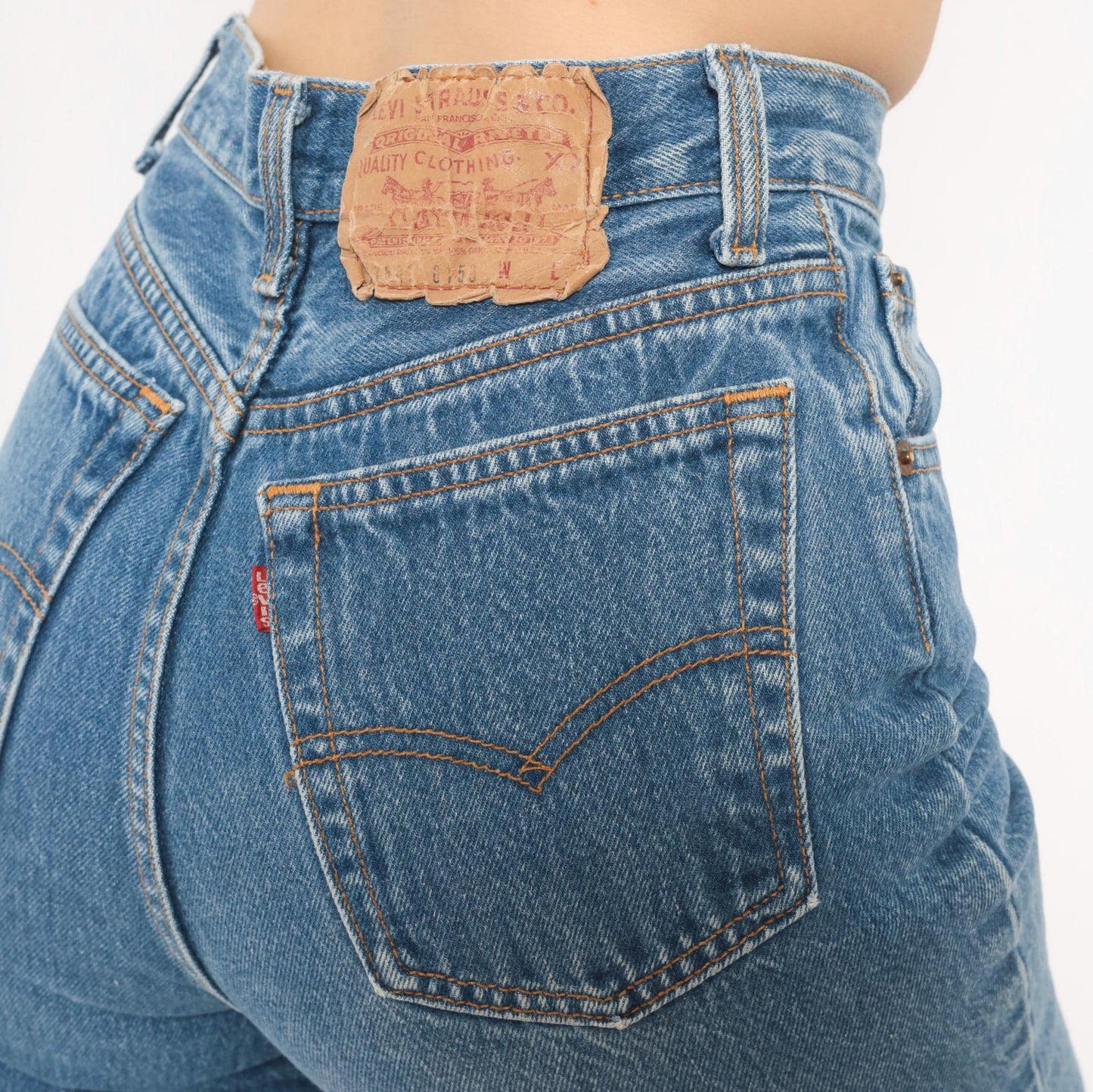 80s Levi's High Waist Straight Leg Jeans Medium Wash Button Fly Extra Small XS