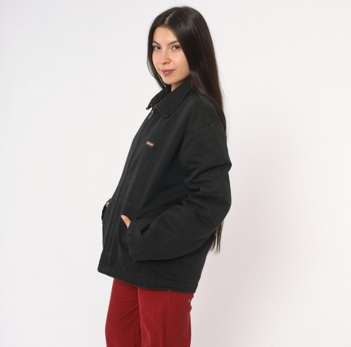 2000s Dickies Black Zip Work Jacket Canvas Utility Eisenhower Medium M