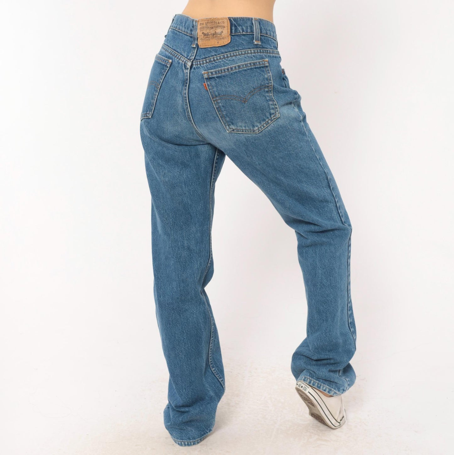 90s Levi's 517 Bootcut Jeans High Rise Medium Blue Denim Large 34