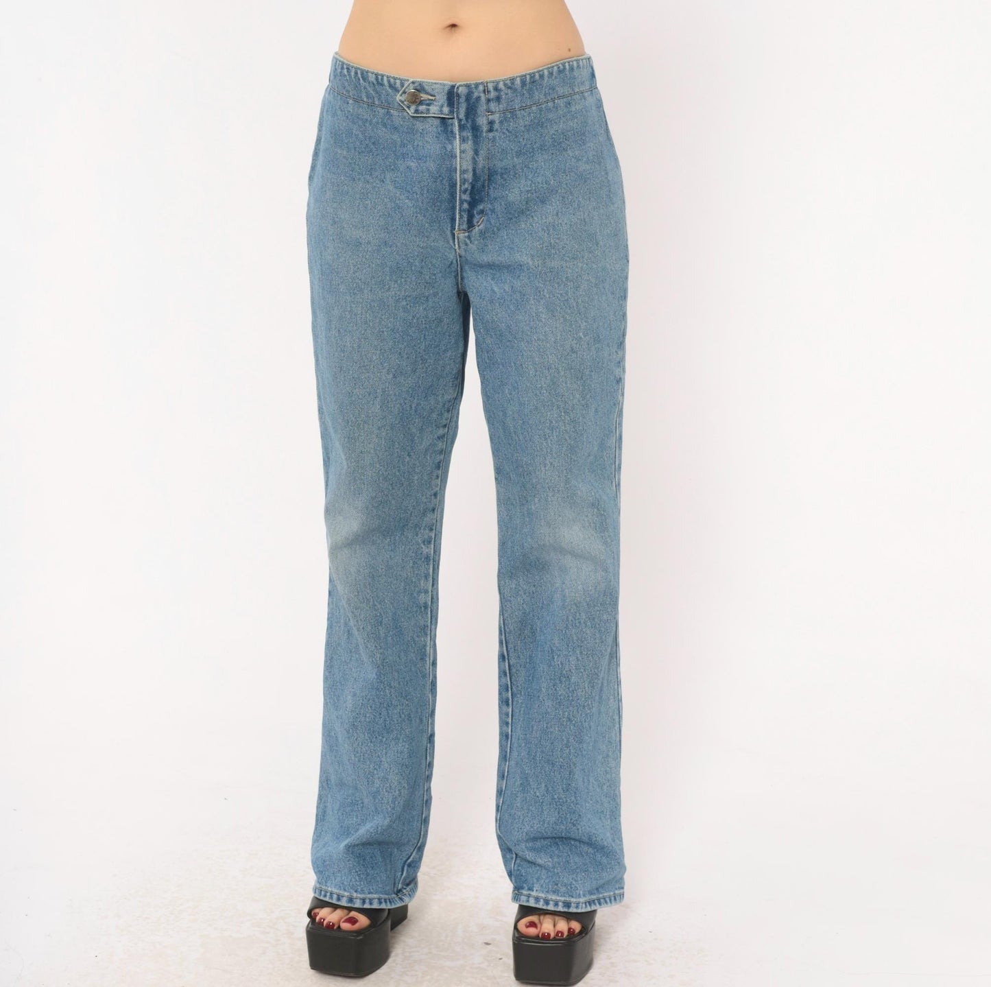90s Paris Blues Light Wash Straight Leg Jeans Pocketless Cotton Medium