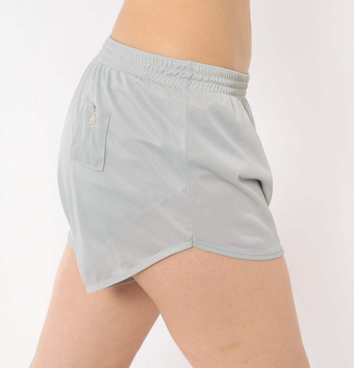 80s Grey Running Shorts Dolphin Hem High Split Athletic Small Medium