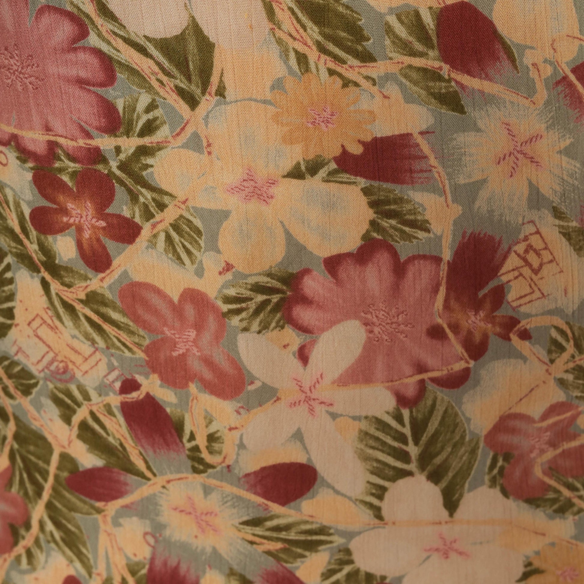 90s Dressing Clio Floral Shift Dress Cream Tropical Print Knee Length Small