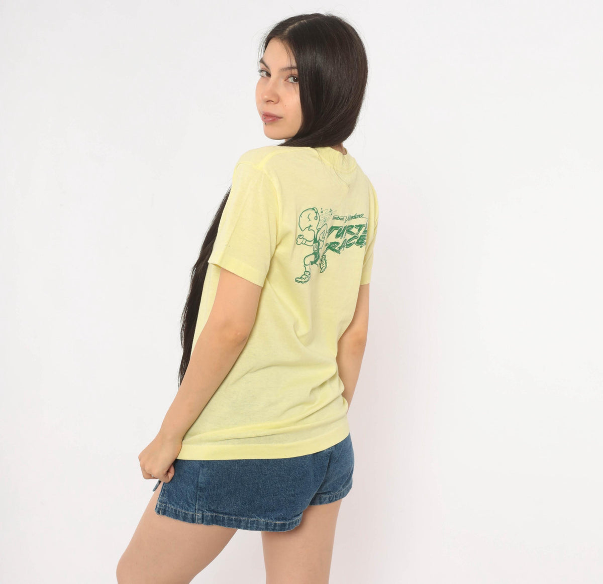 80s Select T Turtle Races Graphic Tee Yellow Green Cartoon Medium