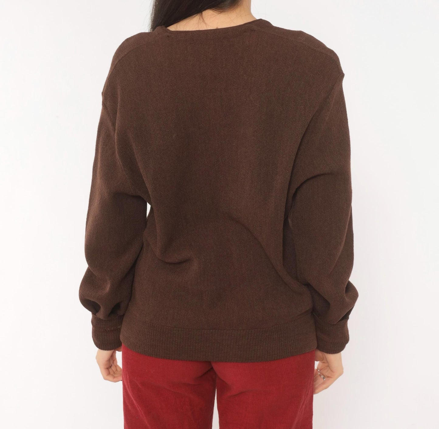80s Arnold Palmer Wool Cardigan Chocolate Brown V-Neck Button Front Medium