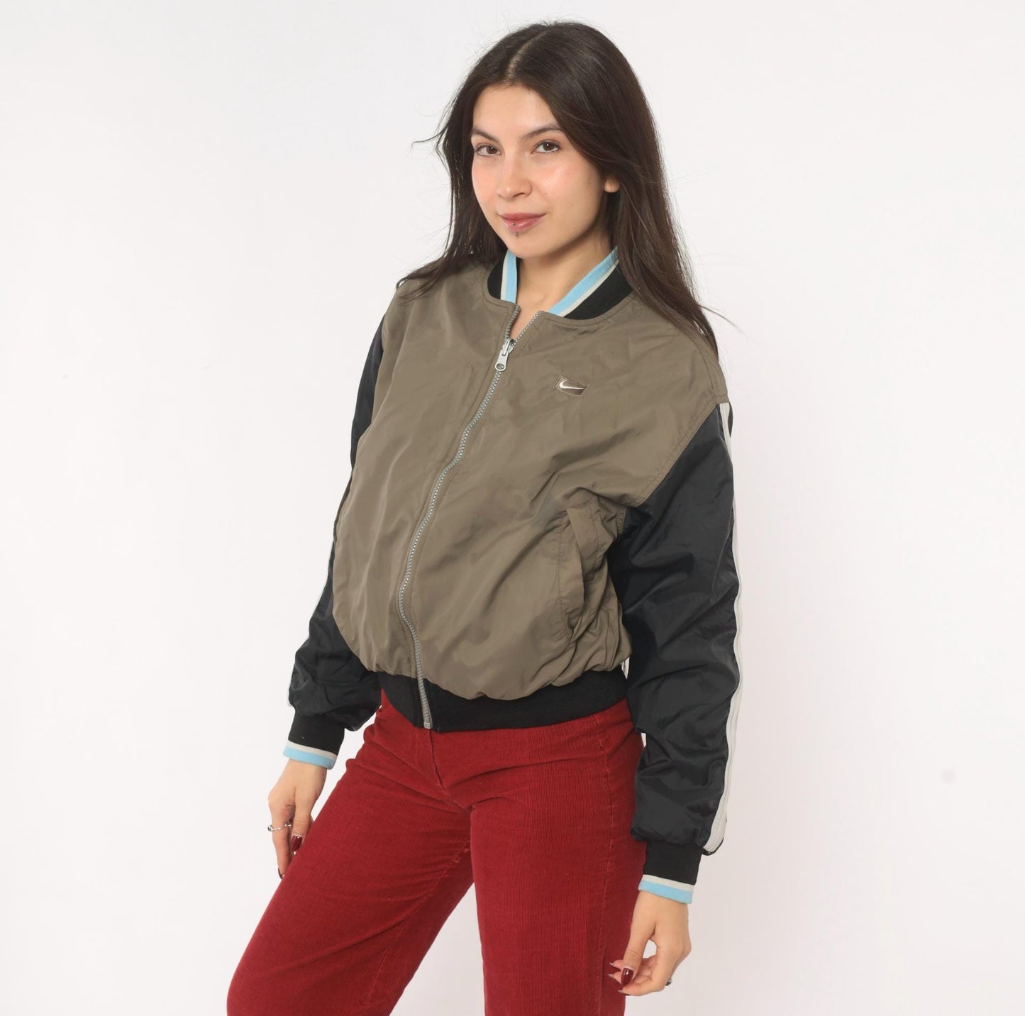 00s Nike Reversible Bomber Windbreaker Grey Fleece Taupe Colorblock Small