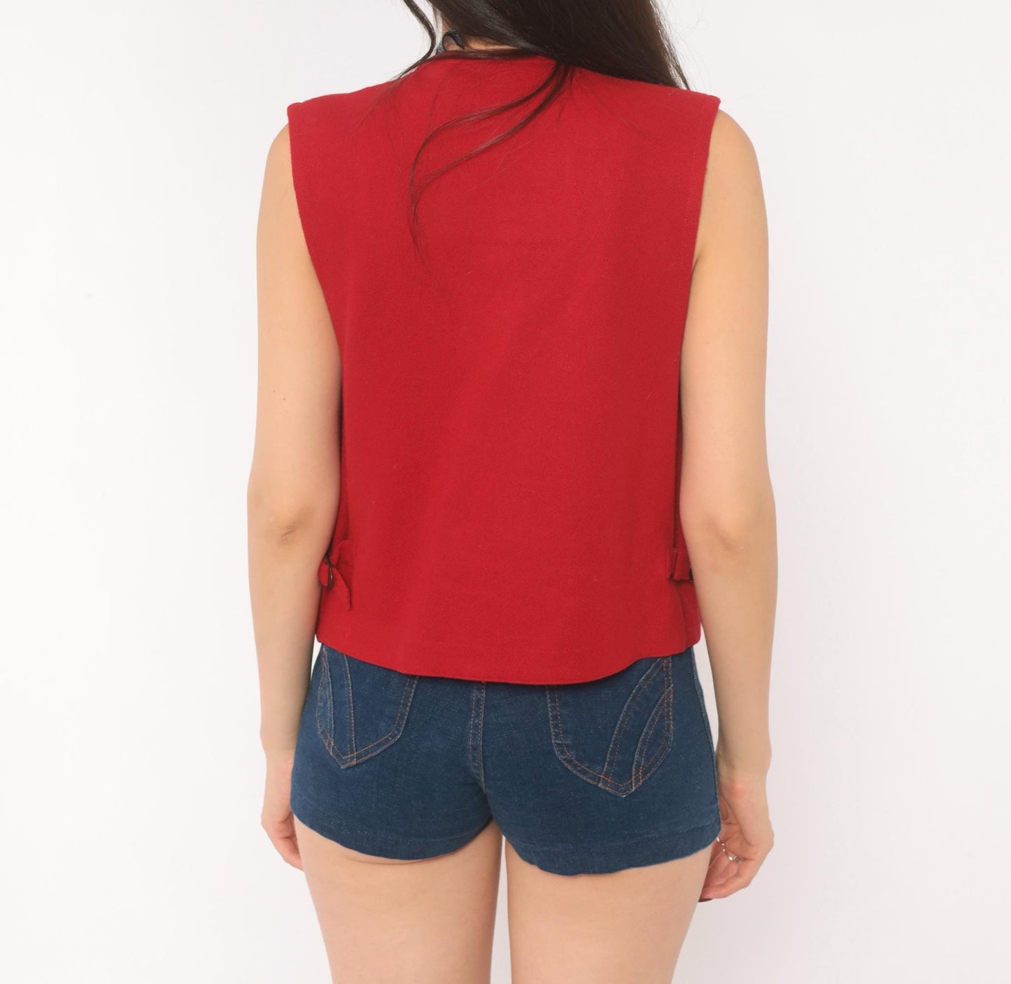 90s Wilderness Bound Liz Sport Red Wool Vest V Neck Zip Front Medium