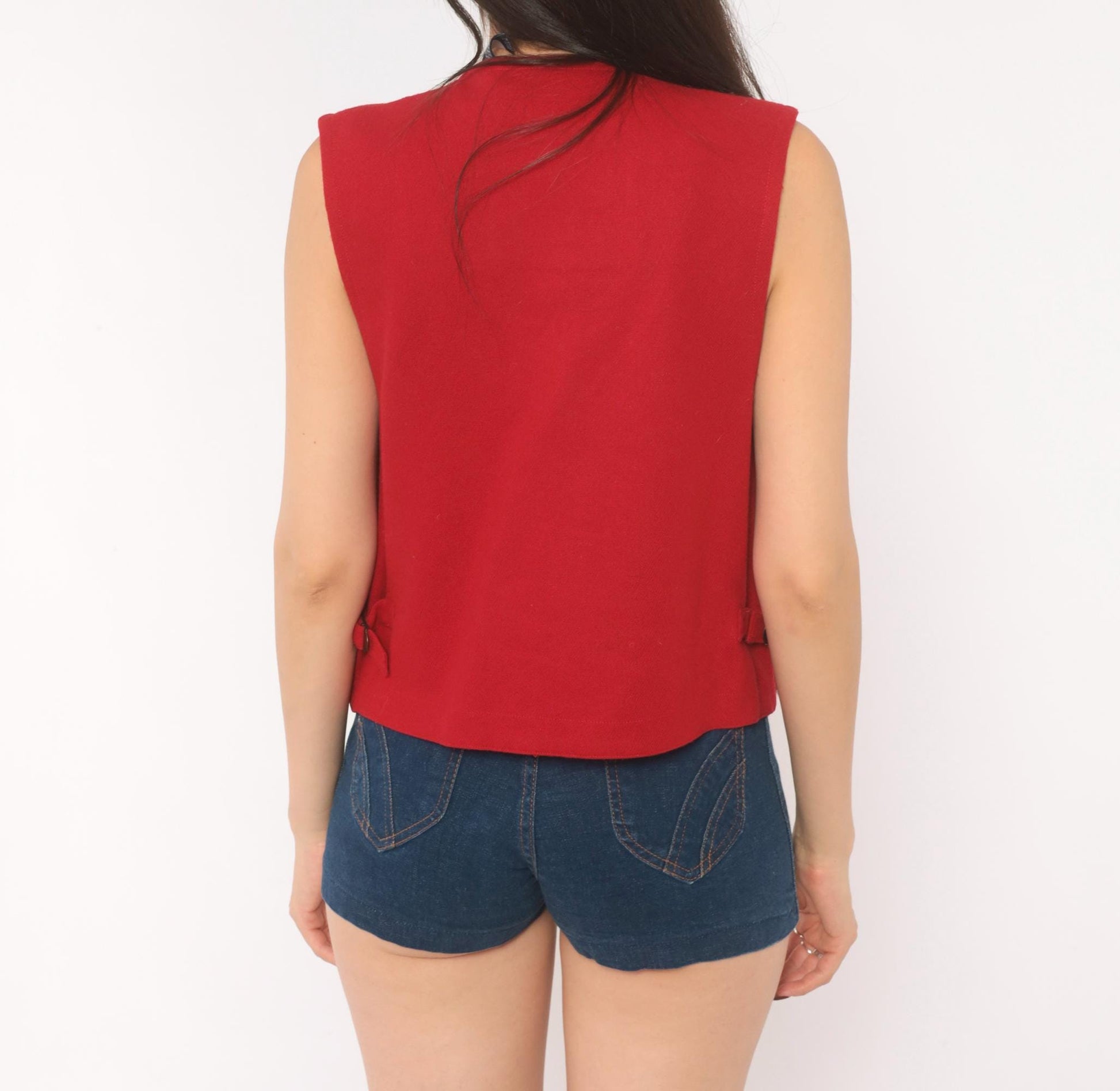 90s Wilderness Bound Liz Sport Red Wool Vest V Neck Zip Front Medium