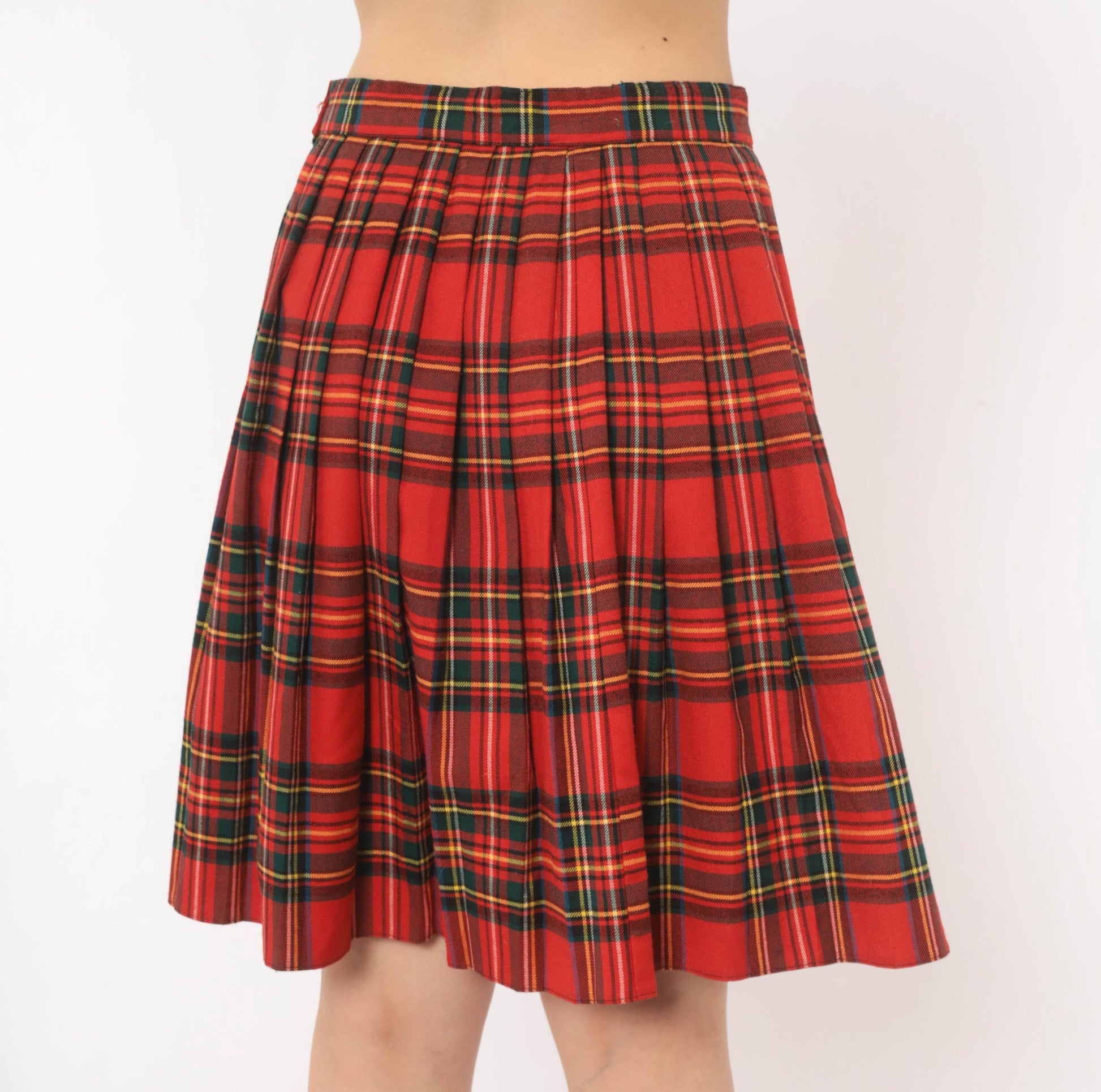 80s Limon Company Royal Stewart Tartan Pleated Skirt Red Small