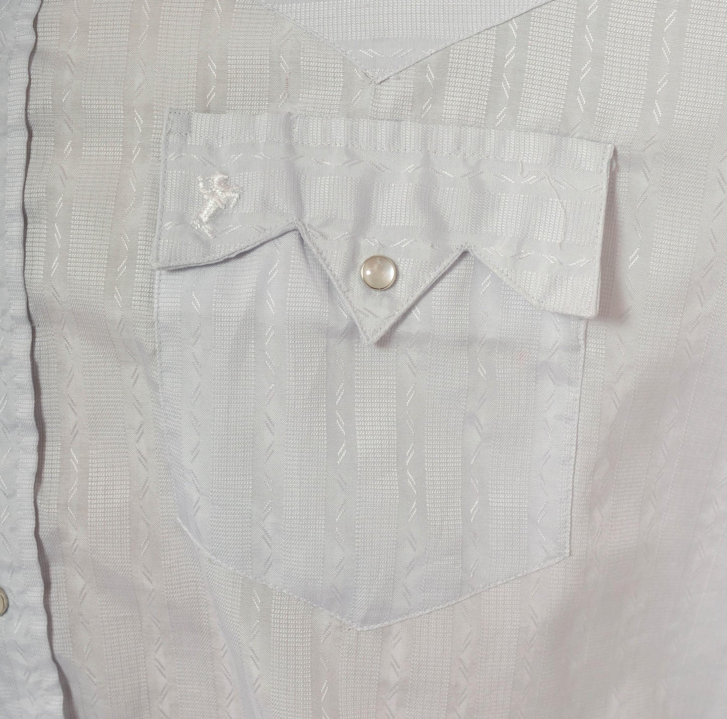 70s Prior Western Shirt Pearl Snap Pointed Collar Jacquard Stripe Blue Large L