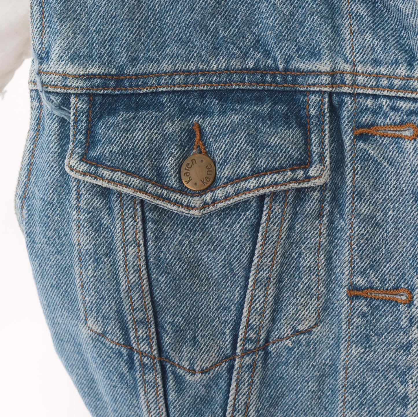90s Karen Kane Light Blue Denim Vest Cropped Button Front Small S