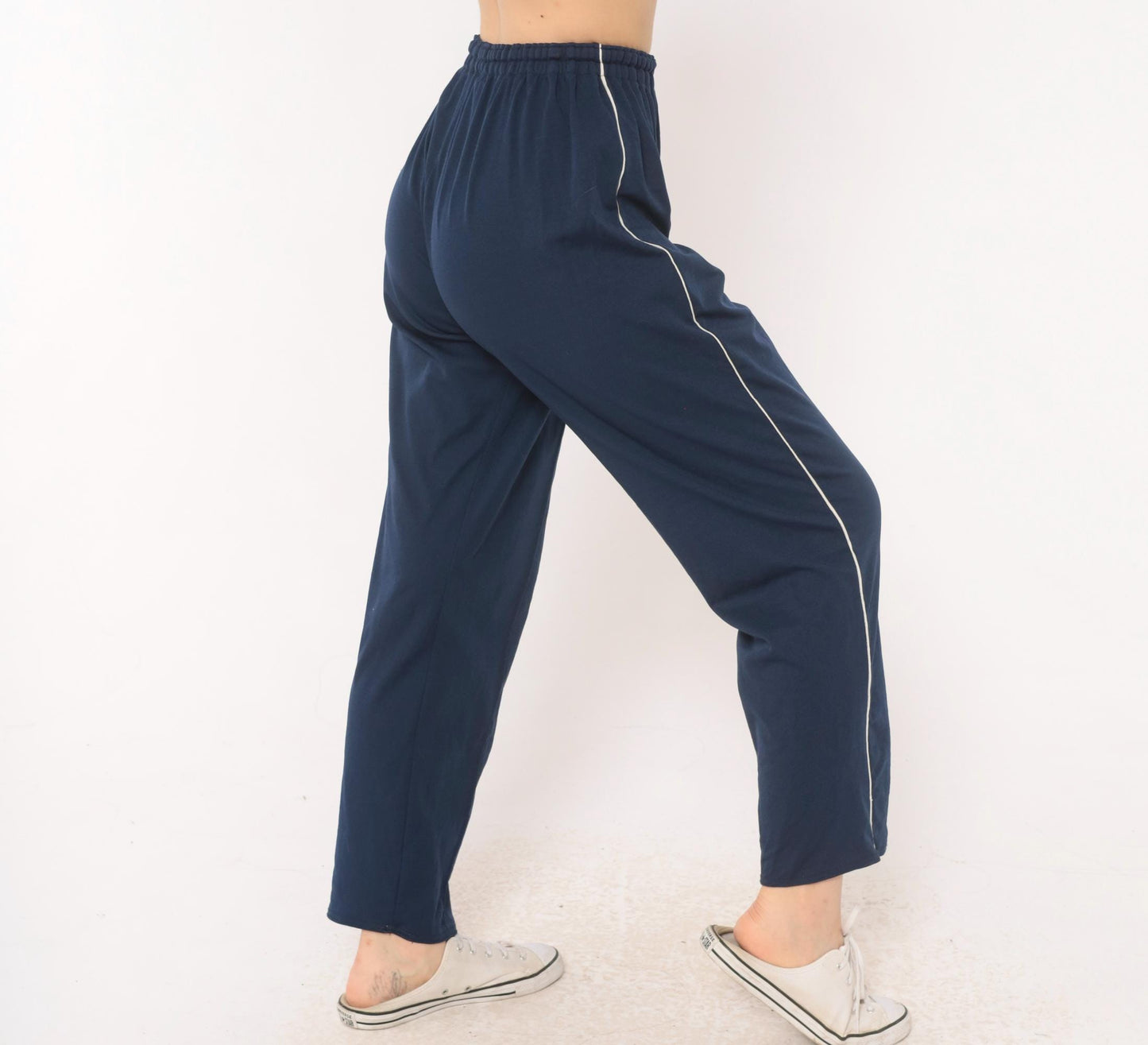 2000s Nike Navy Track Pants White Piping Straight Leg Extra Small XS