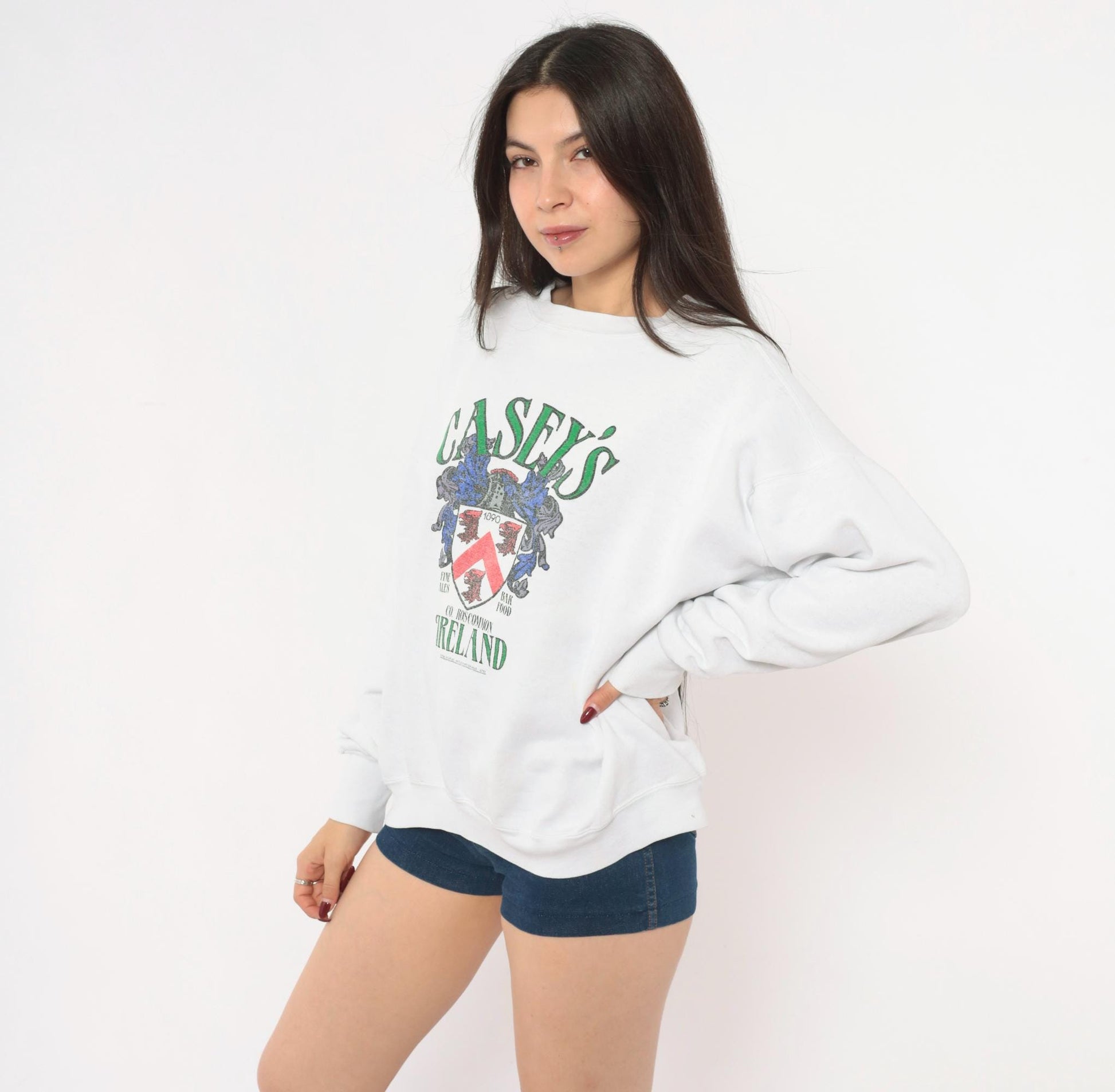 80s Healthknit Casey's Pub Ireland Crewneck Sweatshirt Green Crest Extra Large