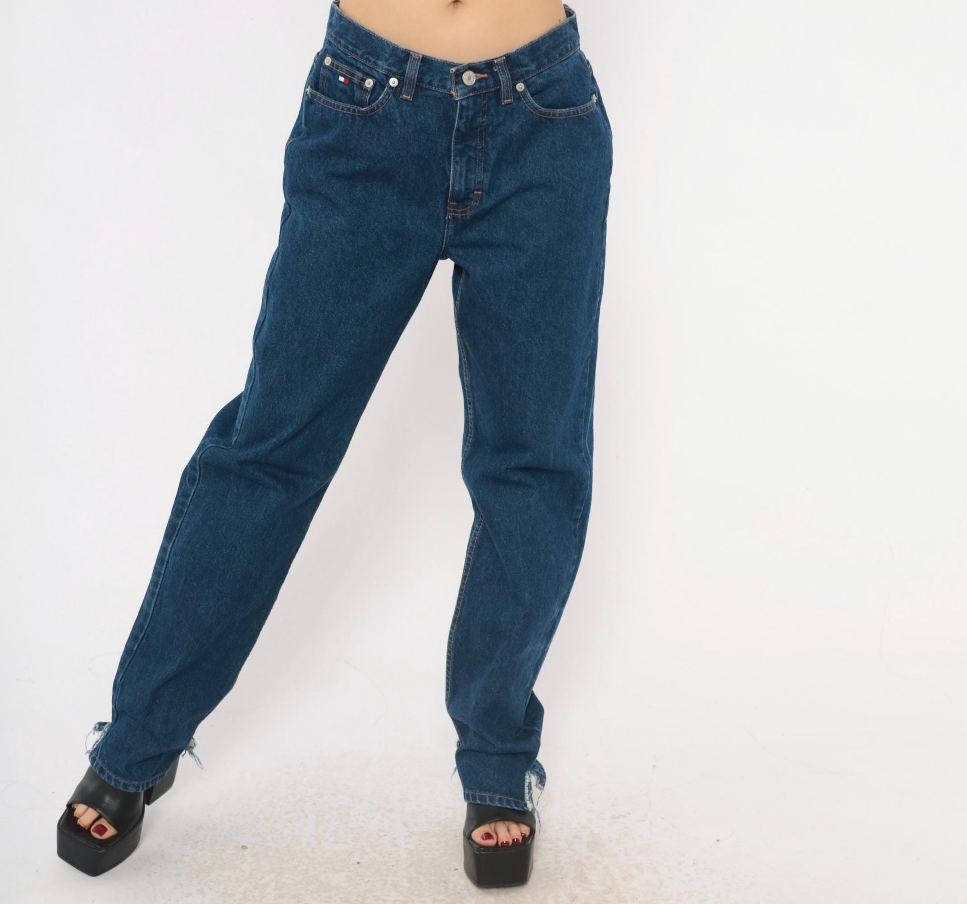 Tommy Hilfiger Dark Wash Straight Leg High Rise Mom Jeans Medium M